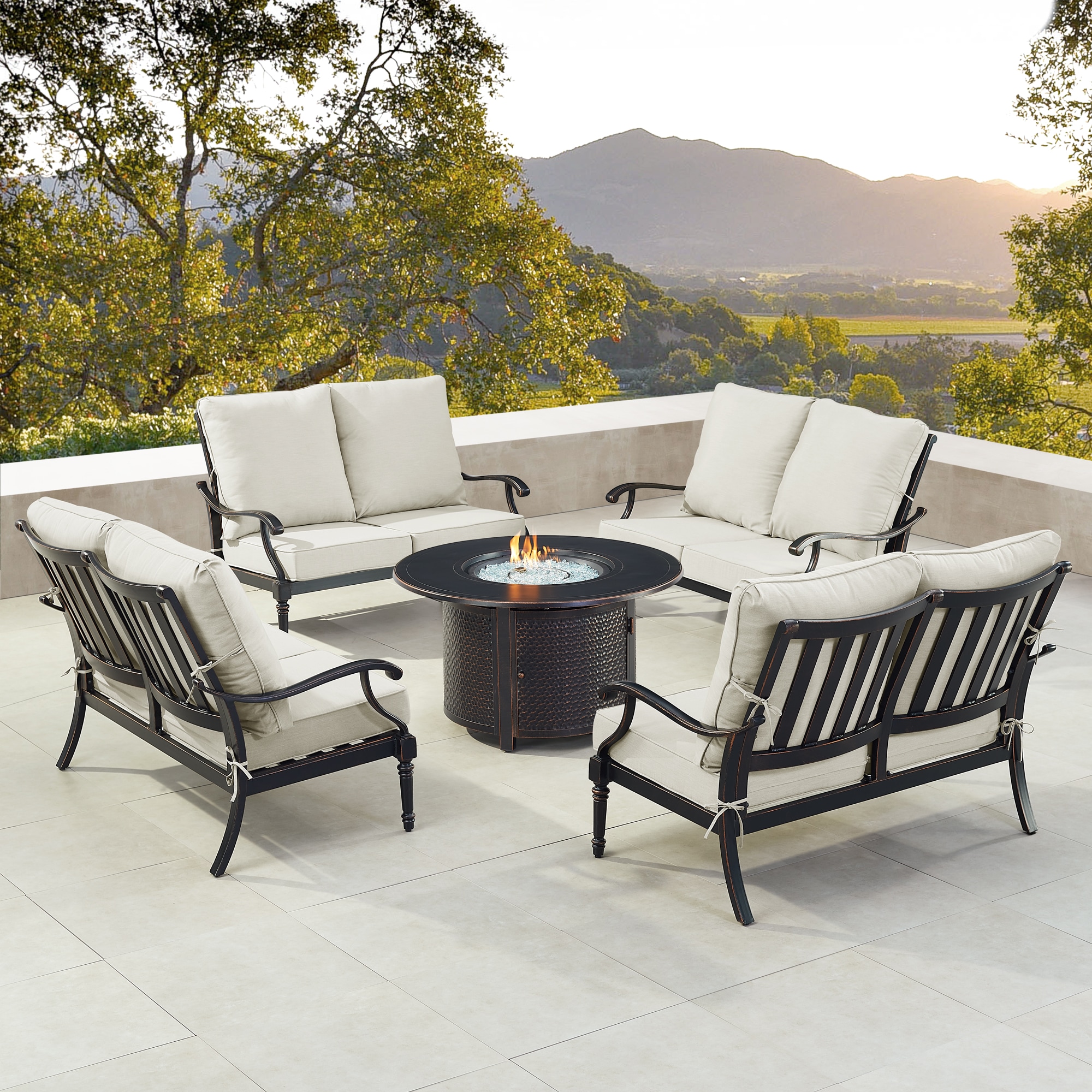 Oakland Living SHAO4LSMATERALGCUIBA 23-Piece Patio Conversation Set with Black Cushions
