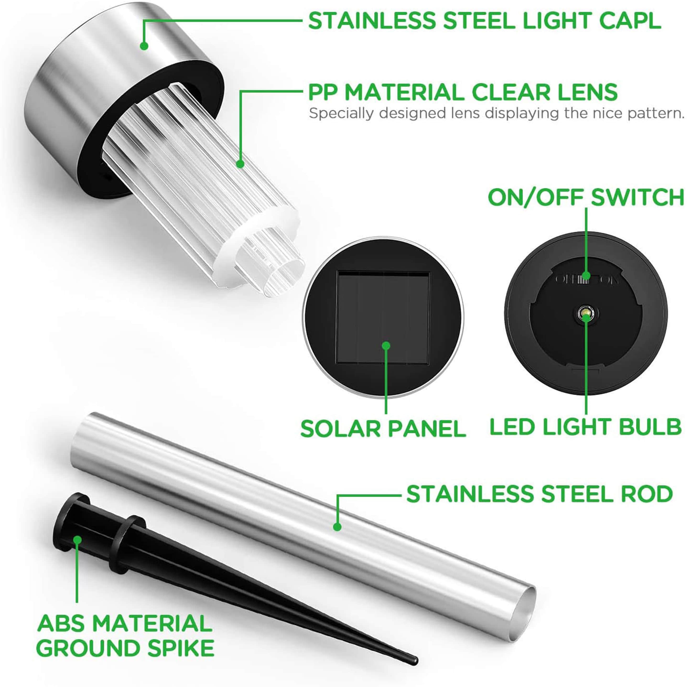 SOWAZ 12-Pack 0.5-Lumen 1-Watt Stainless Steel Solar LED Outdoor Path Light  (6000 K) in the Path Lights department at