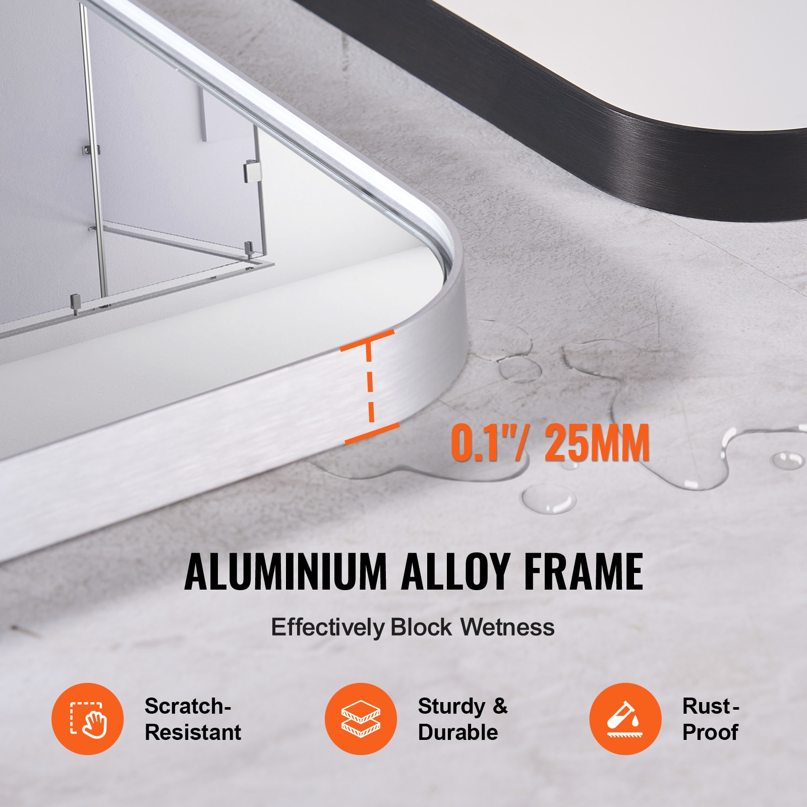 VEVOR Wall Mounted Makeup Mirror 0.15in Thick 22in x 30in Mirror with ...