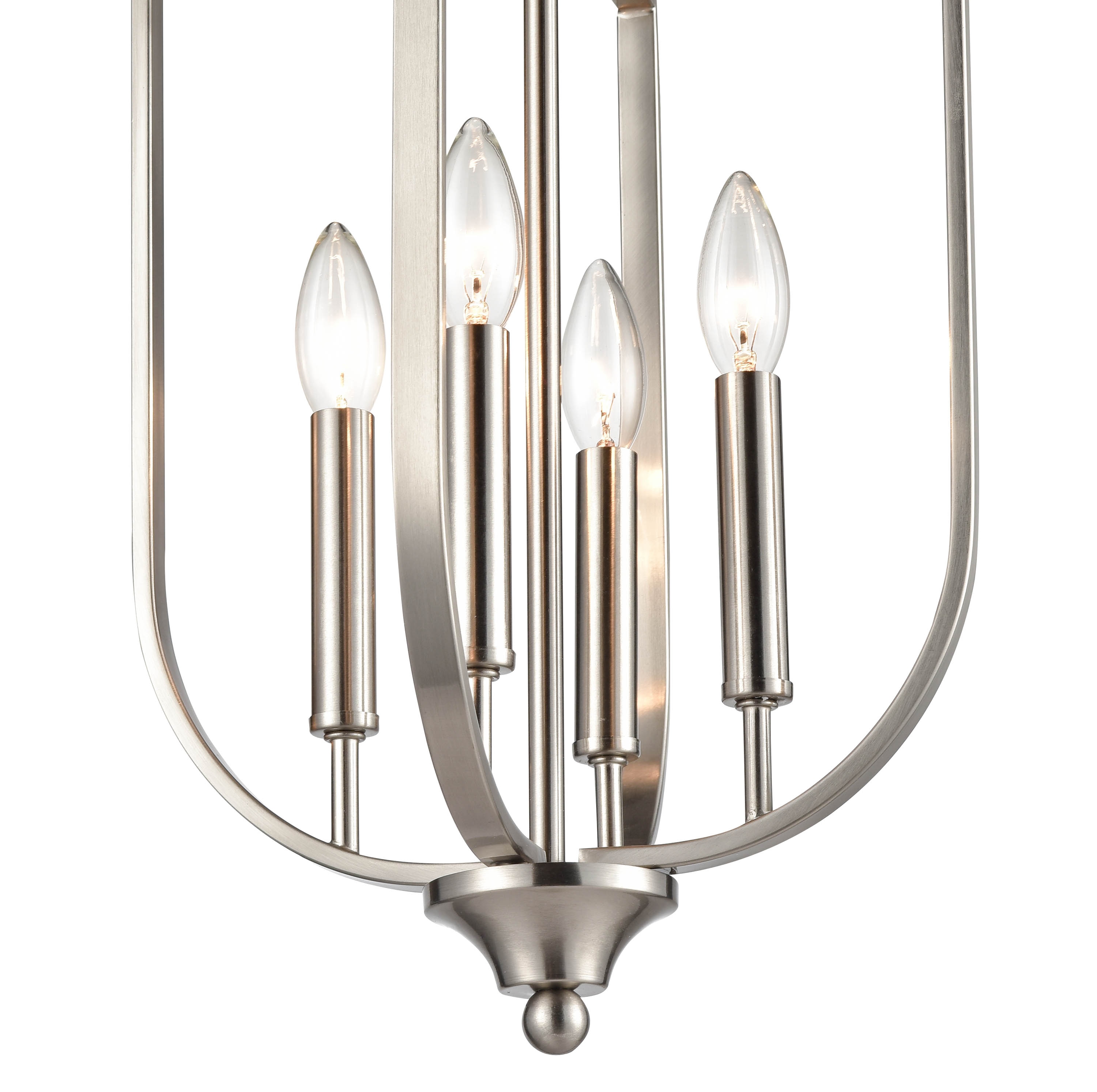 Brushed Nickel 4-Light Glass Pendant for Kitchen Island