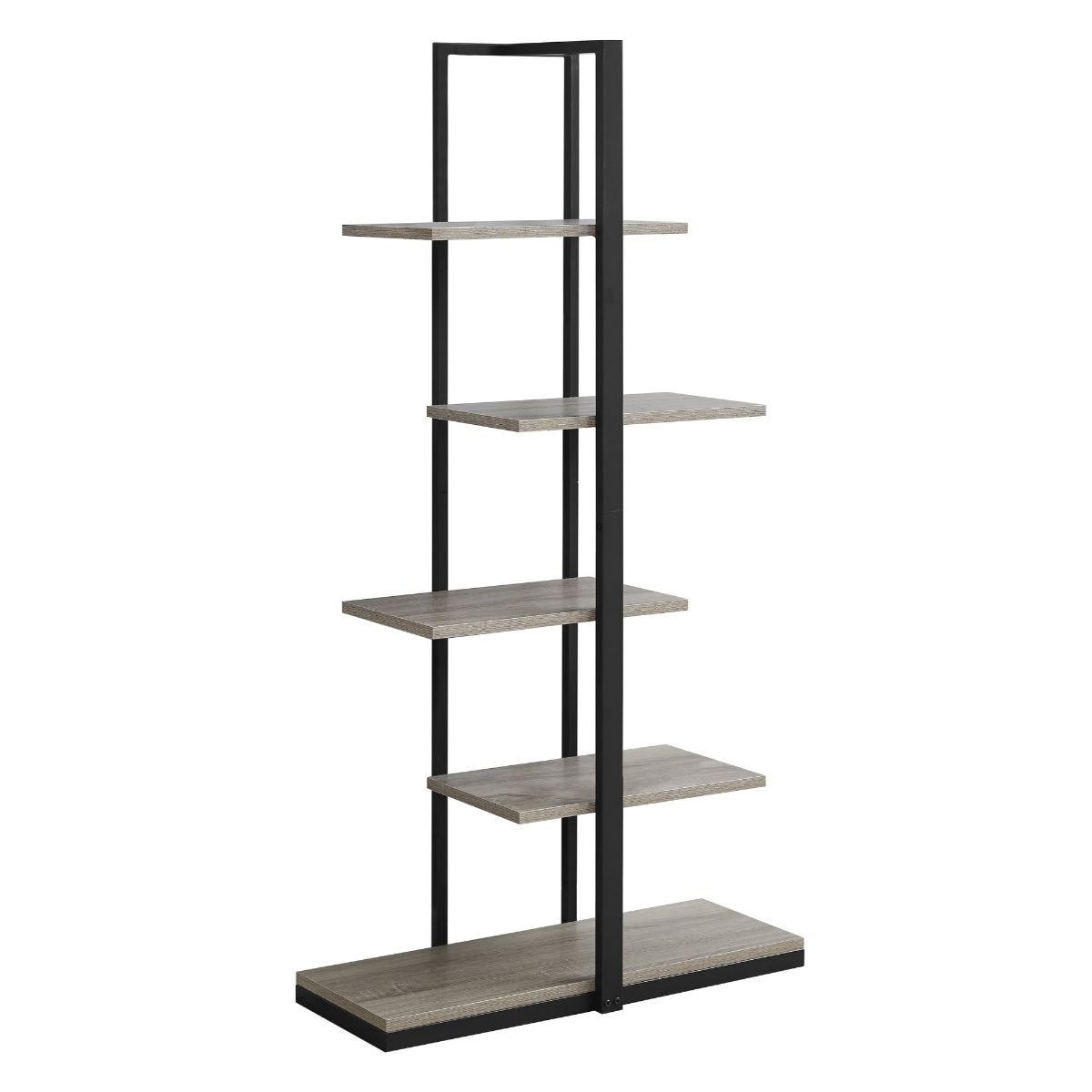 HomeRoots 333428 Jasmine Dark Taupe Metal 5-Shelf Bookcase (15.5-in W x 60-in H x 32-in D)