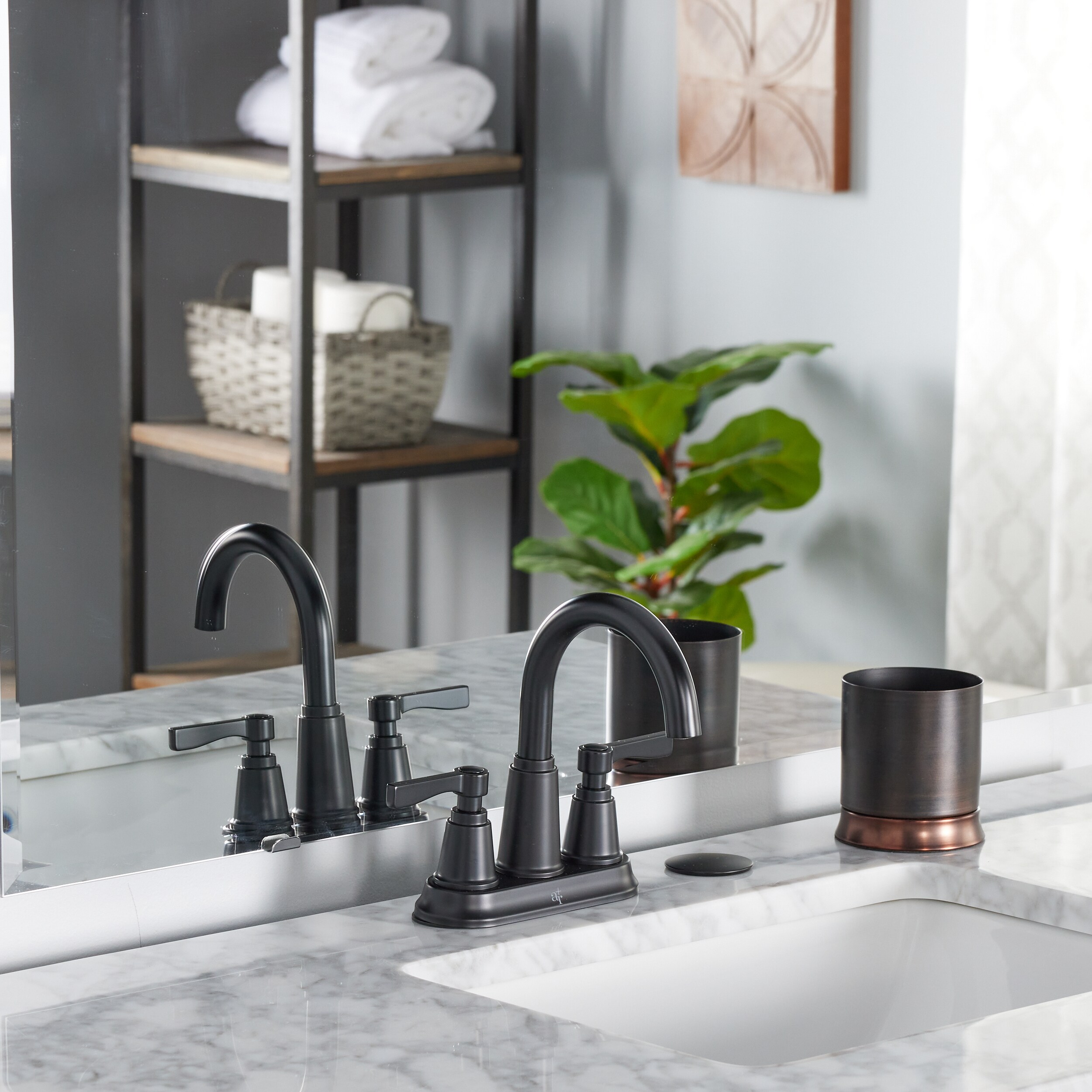 allen + roth Townley Matte Black 4in centerset 2Handle WaterSense