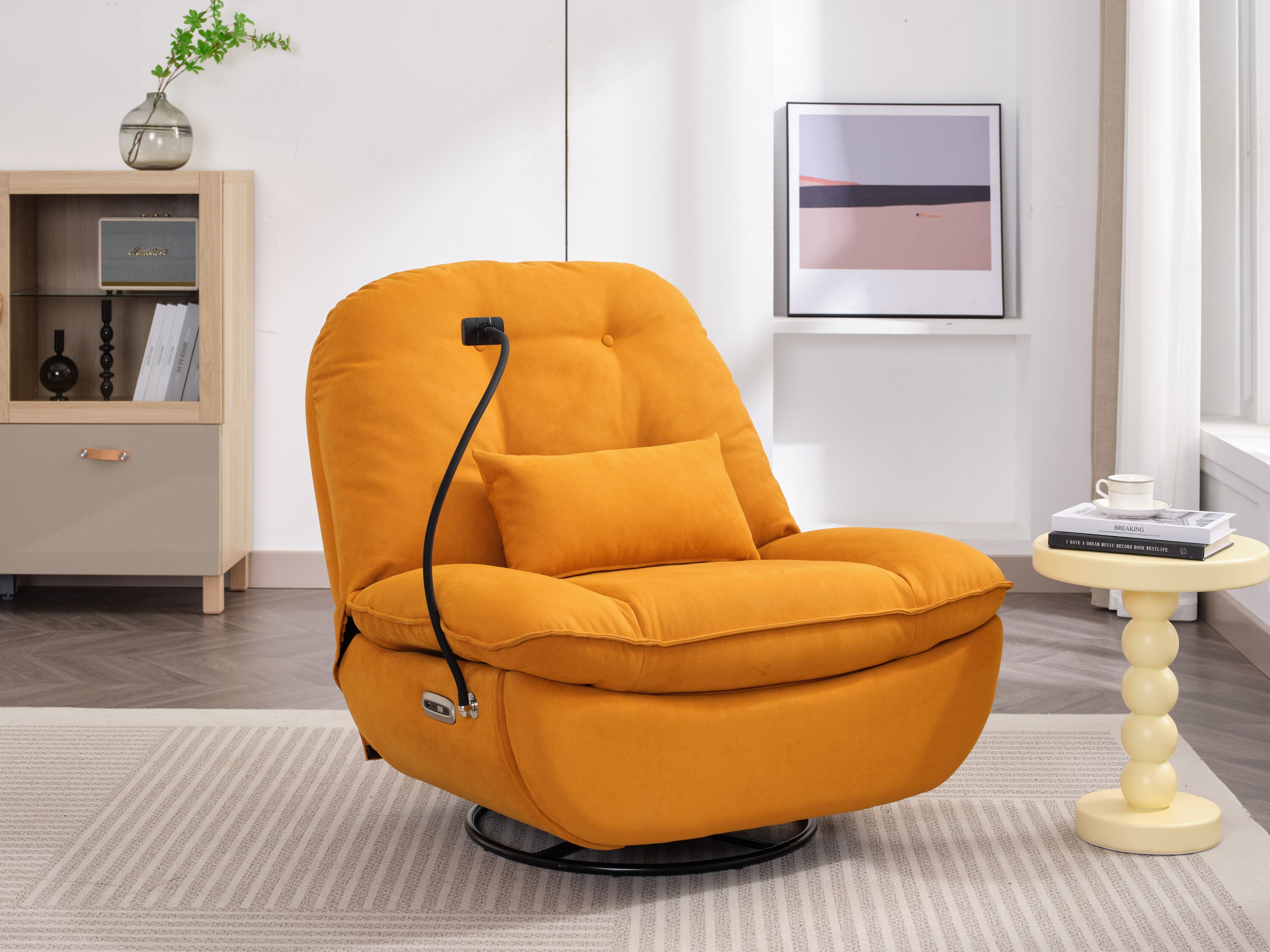 LOVMOR SF-WO-W1752128132 Power Recliner Swivel Glider Usb Charger Bluetooth Music Player Sleep Working Game Leisure Model Orange