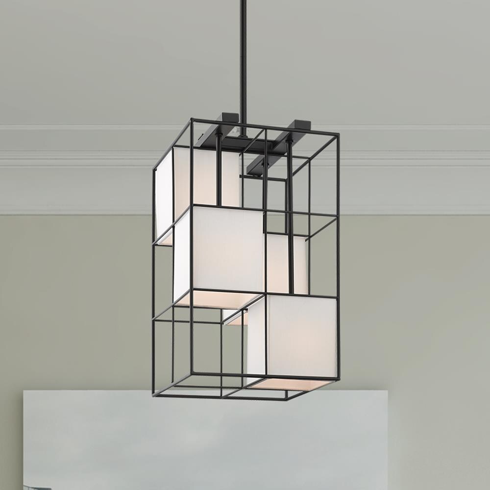 Trondheim 4-Light Crystal & Black Fabric Shade Pendant