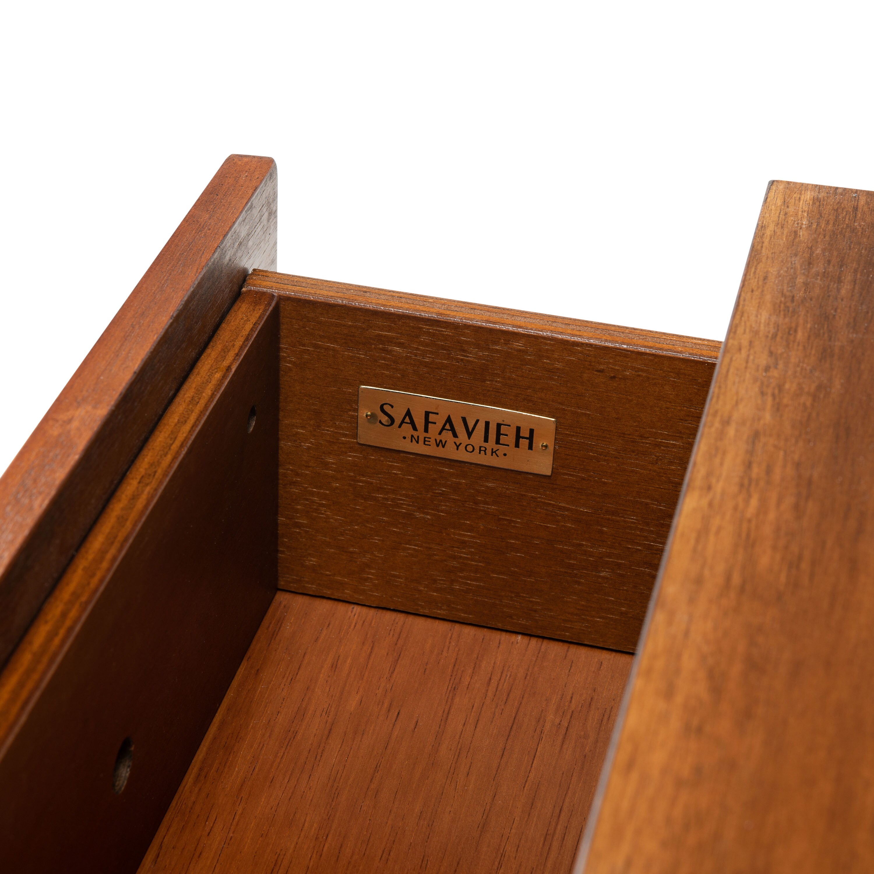 Marquise Brown Mahogany and Black Metal 1-Drawer Nightstand