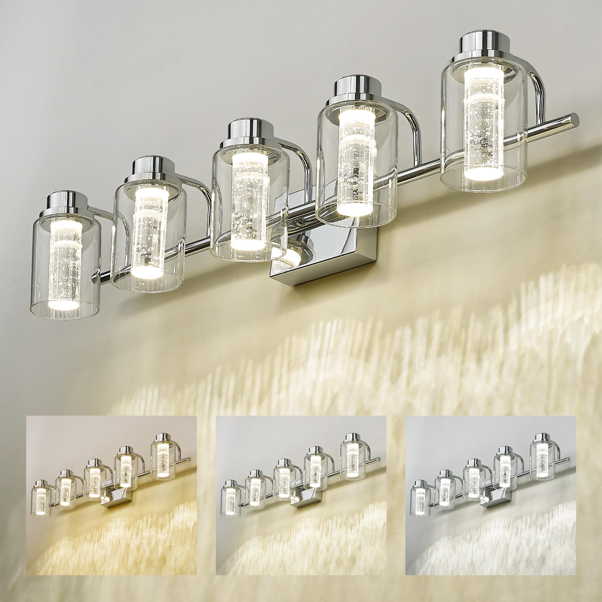 LTMATE LS4FJF69B LED-5W CH JAZAVA 32-in 5 -Light Chrome Integrated LED Farmhouse Vanity light