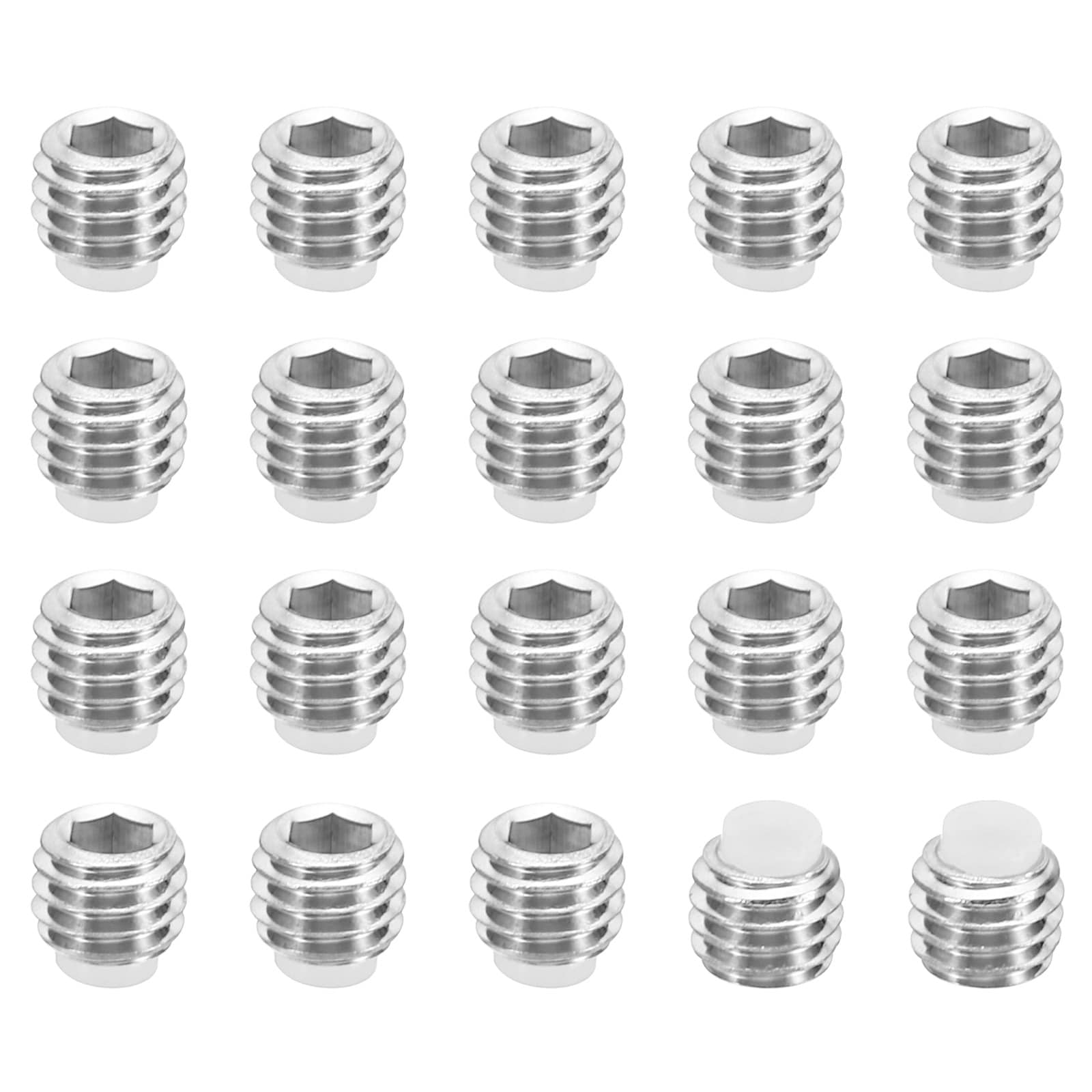 PATIKIL M5x4mm Nylon Tip Grub Screw 20pcs Metric Hex Socket Head Cup Point Anti Slip Set Screws Internal Hex Drive Hardware 304 Stainless Steel