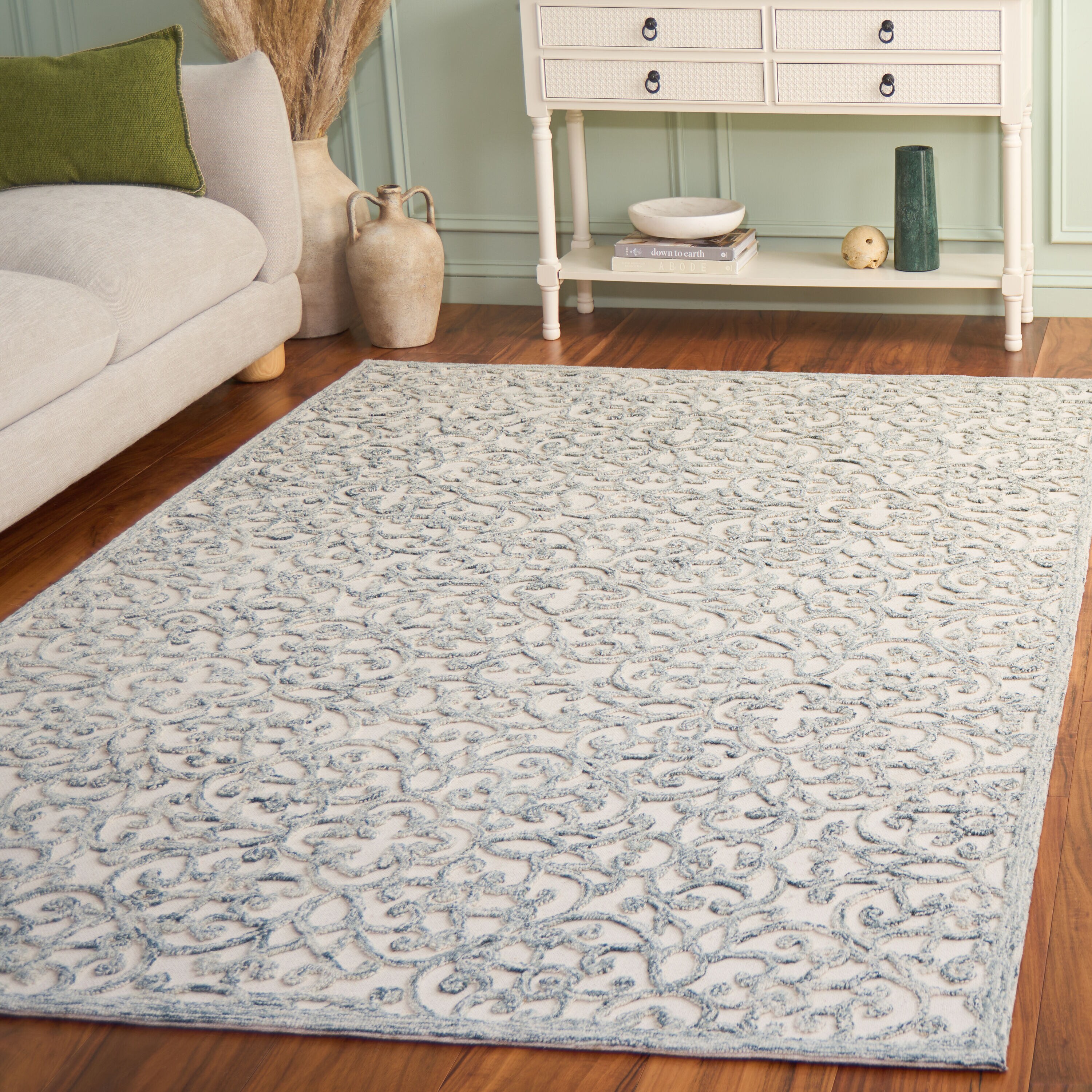 Trace 9 x 12 (ft) Tufted Wool Charcoal/Ivory Rectangular Indoor Mid-Century Modern Spot Clean Only Area rug