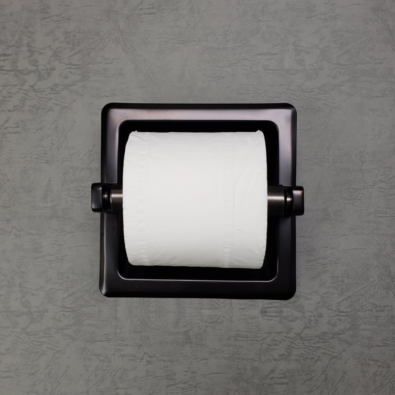 Black Ceramic Recessed Toilet Paper Holder - 6 1/2 x 6 1/2 x 3 1/4