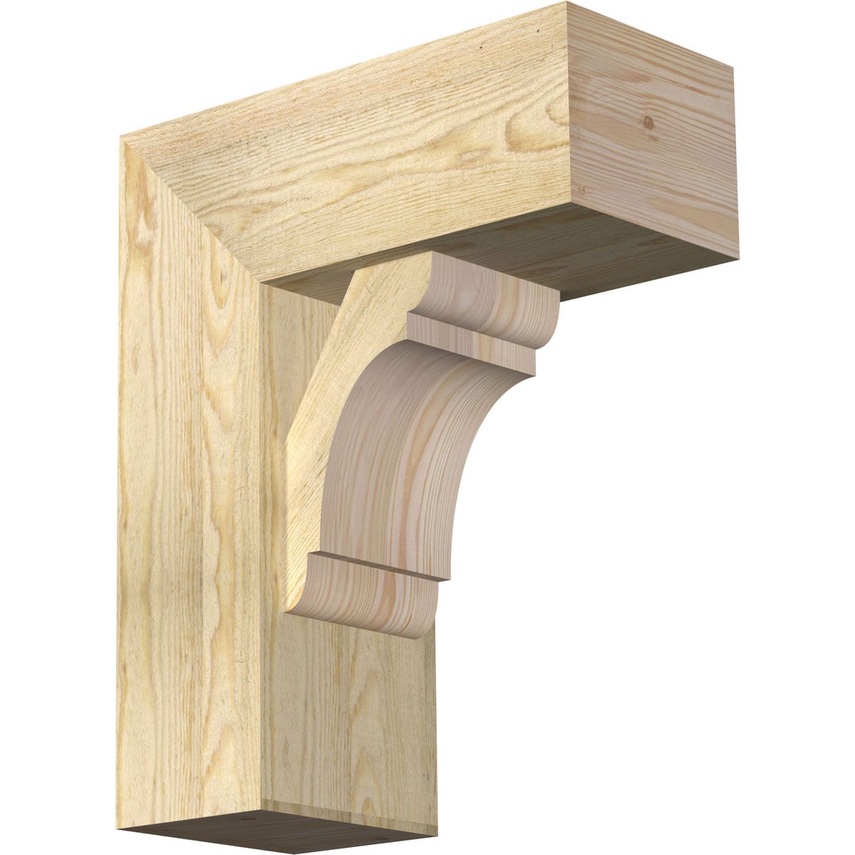 Ekena Millwork 1463664 Olympic block rough sawnbracket with offset brace Douglas Fir Wood Standard Bracket