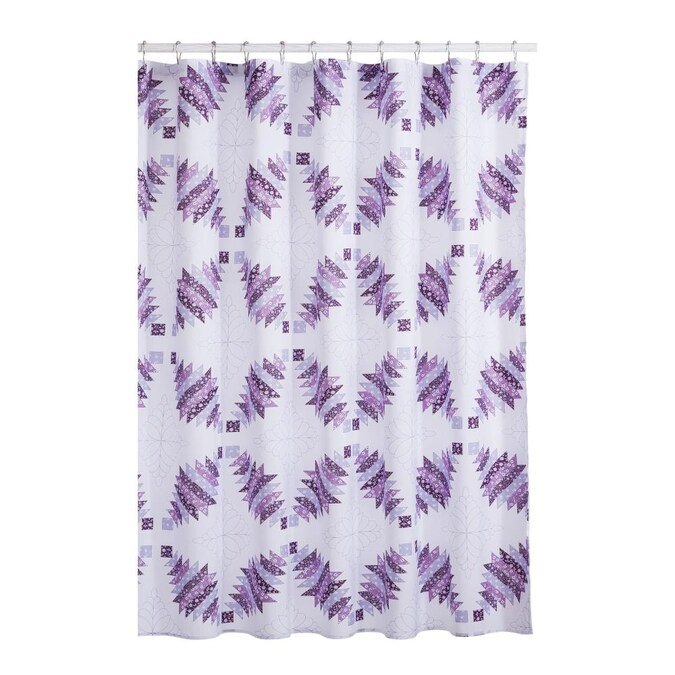 Purple Geometric Shower Curtain, Lavender Shower Curtain Liner