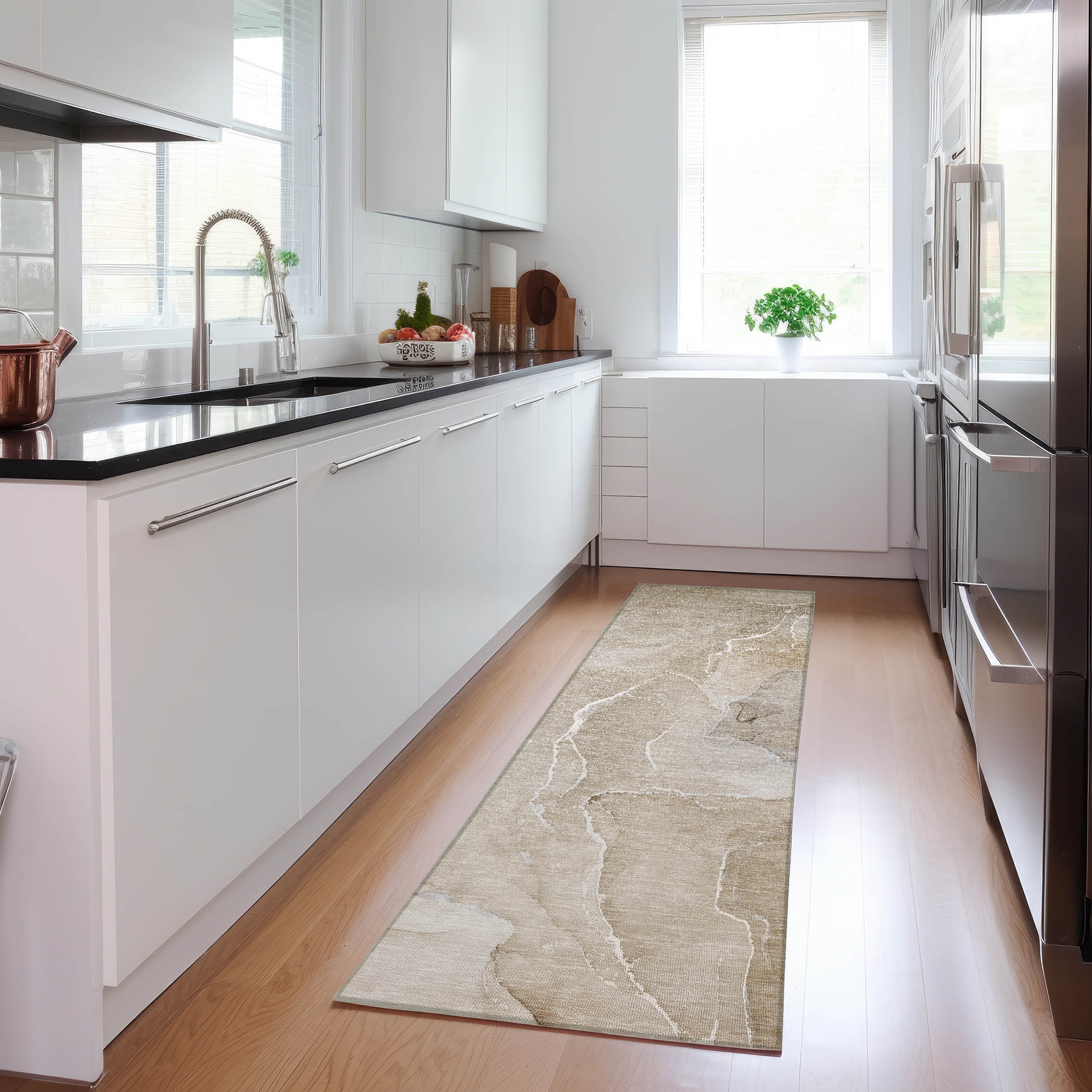 Addison Rugs ACN511BG2X8 Chantille ACN511BG 2 x 7 (ft) Polyester Beige Rectangular Indoor/Outdoor Abstract Machine washable Area rug