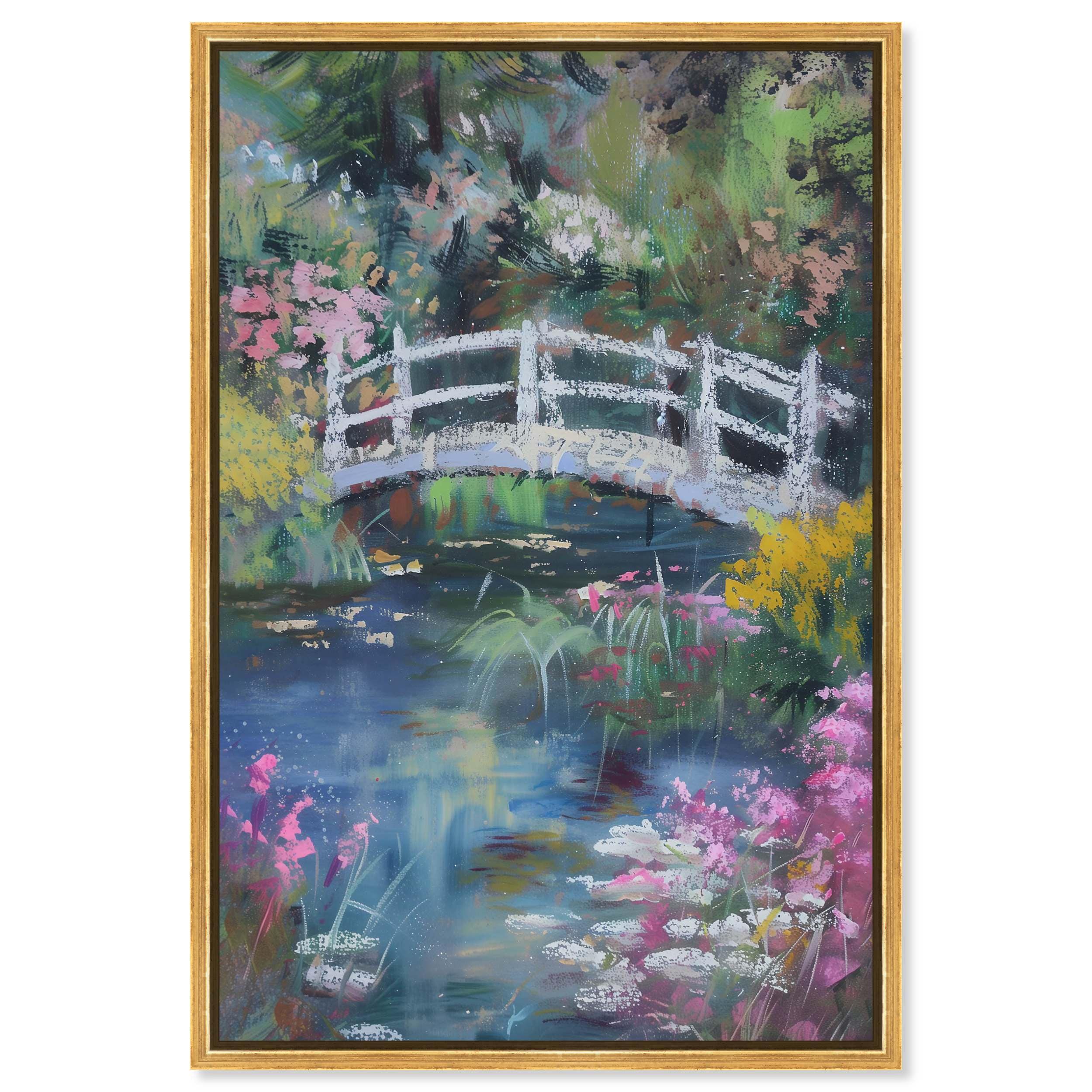 Art Remedy 005770200SLQS94 Hidden Garden Modern/Contemporary Print by  Gold Frame 36 x 54
