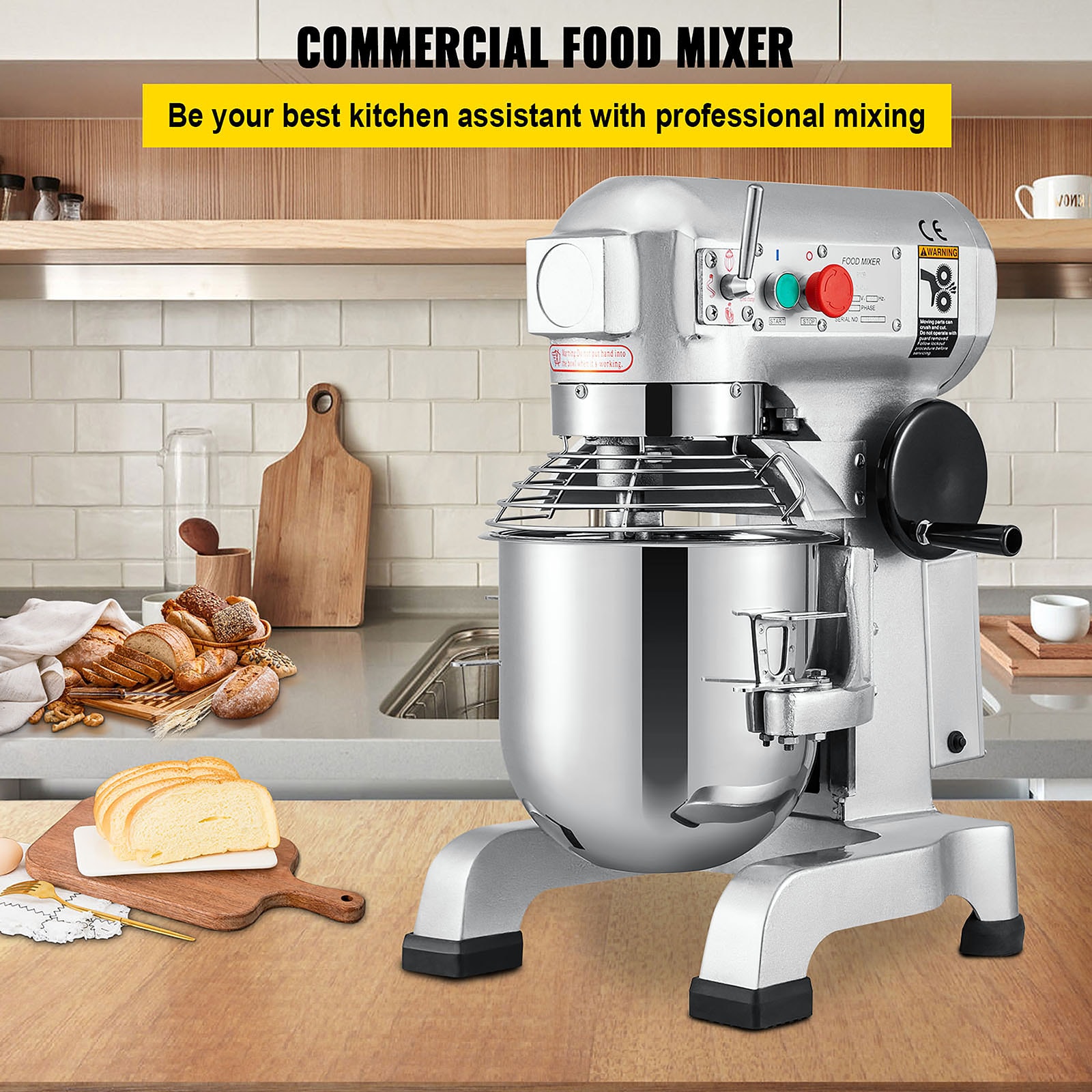 VEVOR Commercial Stand Mixer 20 qt. 2 in 1 Multifunctional Silver