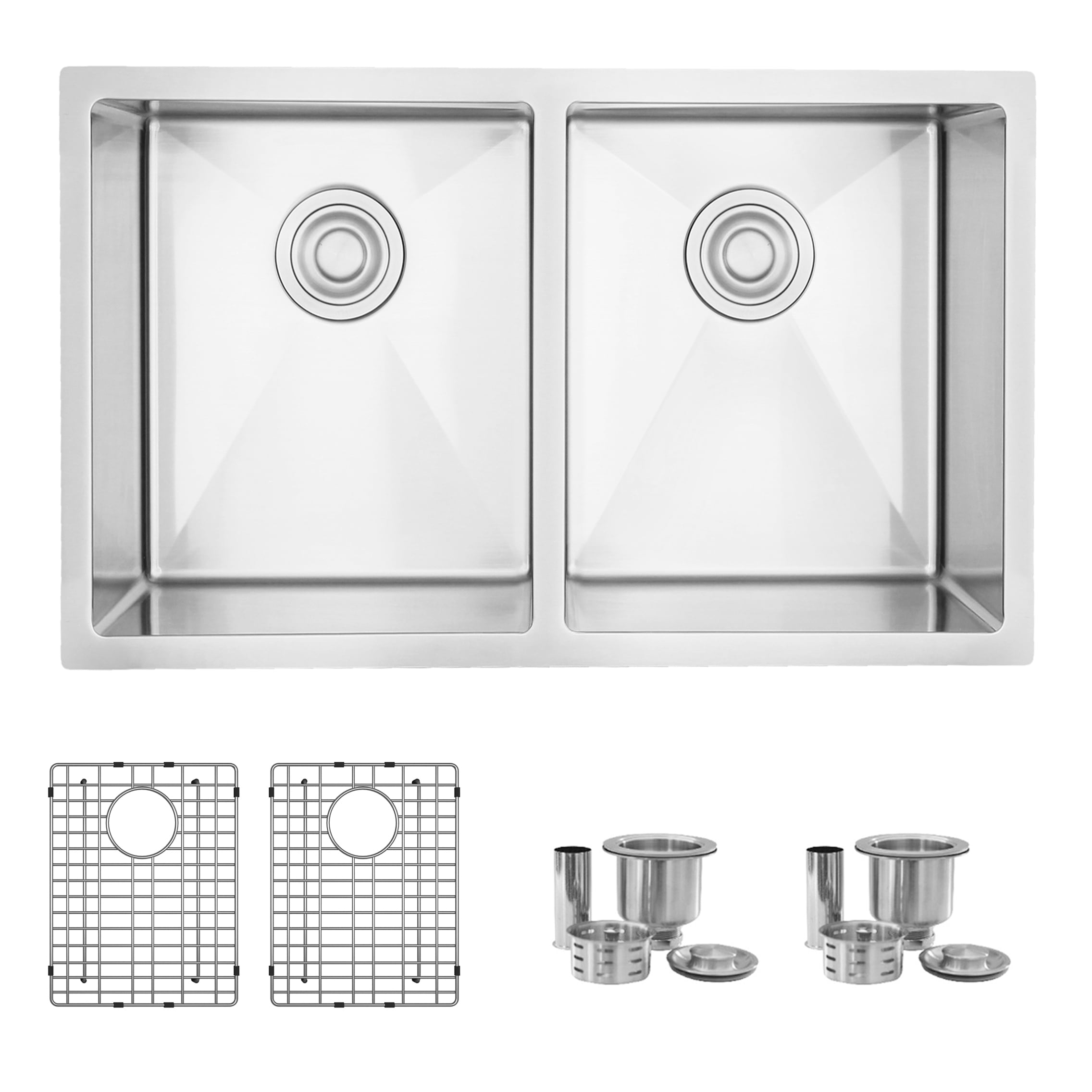 Stylish S-304TG1 Drop-in or undermount 30-in x 18-in Stainless steel Double equal bowl 18 -Gauge Kitchen Sink