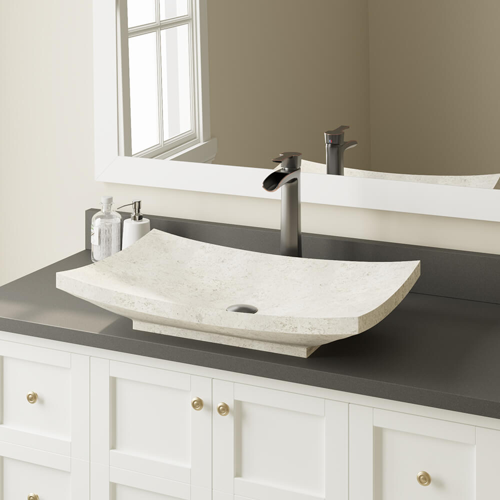 MR Direct Cream-Pinta Marble Vessel Rectangular Modern Bathroom Sink ...