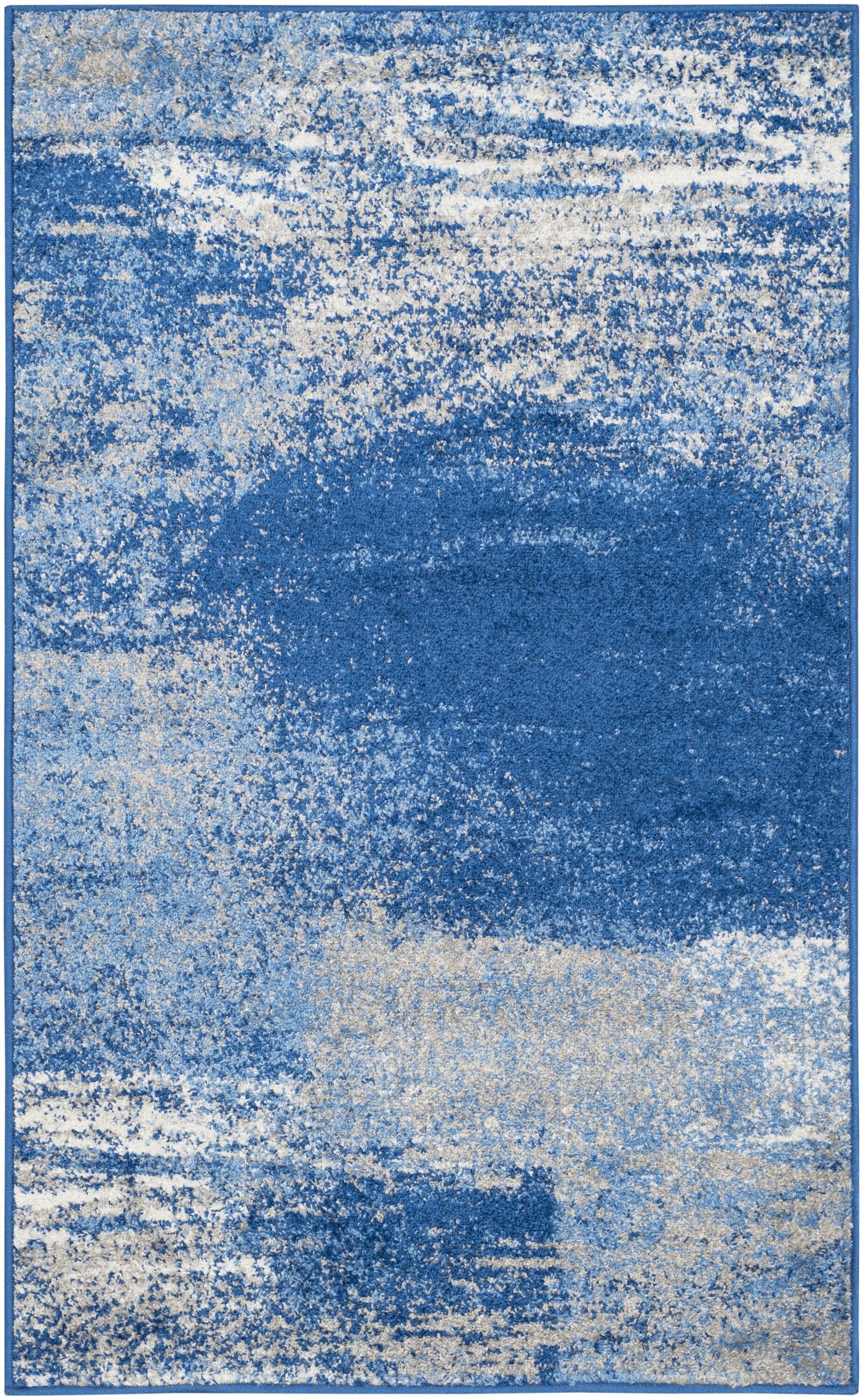 Safavieh ADR112F-3 Adirondack Zayne 3 x 5 (ft) Loomed Polypropylene Silver/Blue Rectangular Indoor Abstract Industrial Throw rug