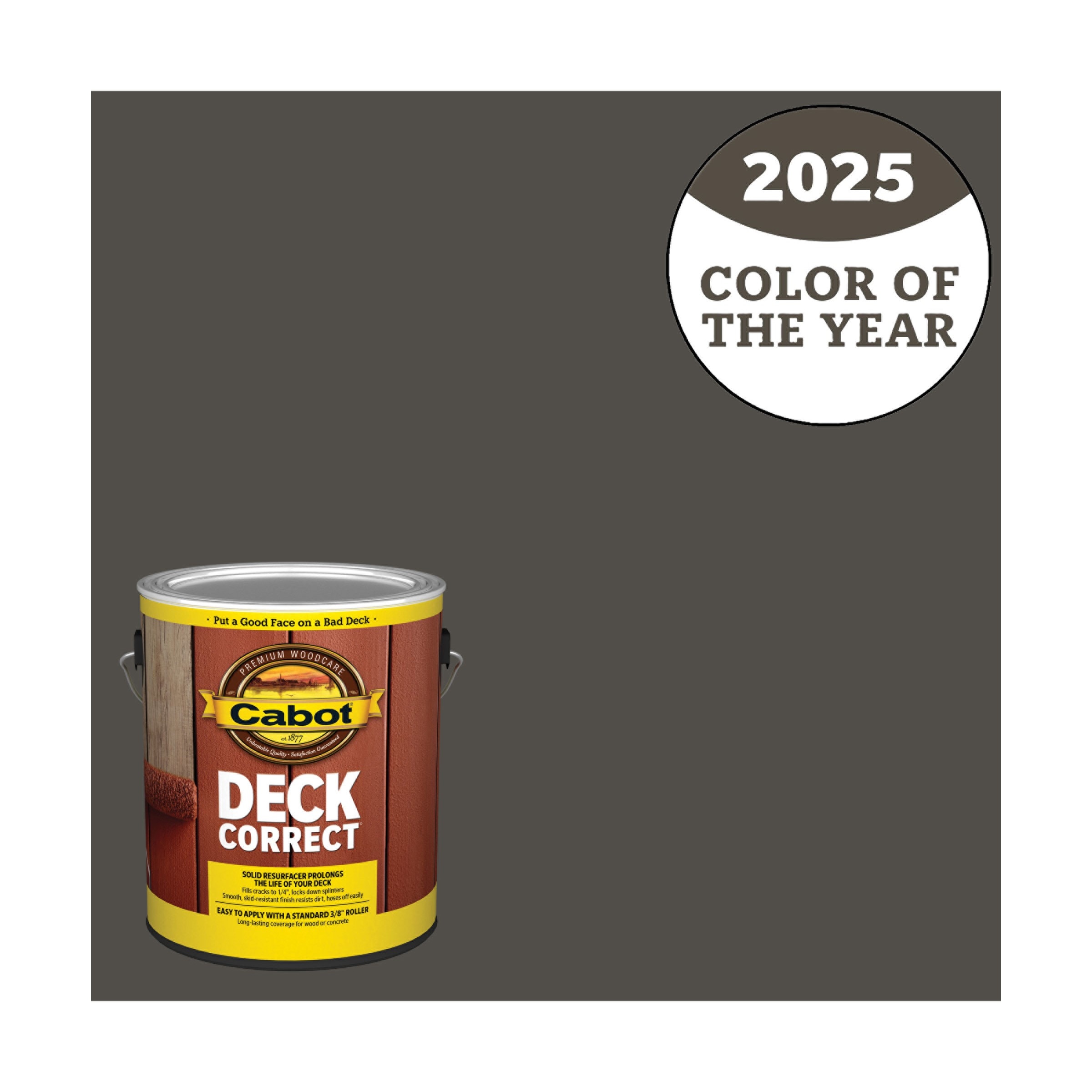 Cabot BRNT HCKORY-1028101 DeckCorrect 2025 Color of the Year Burnt Hickory Solid Exterior Wood Stain and Sealer in One ( 1-gallon )