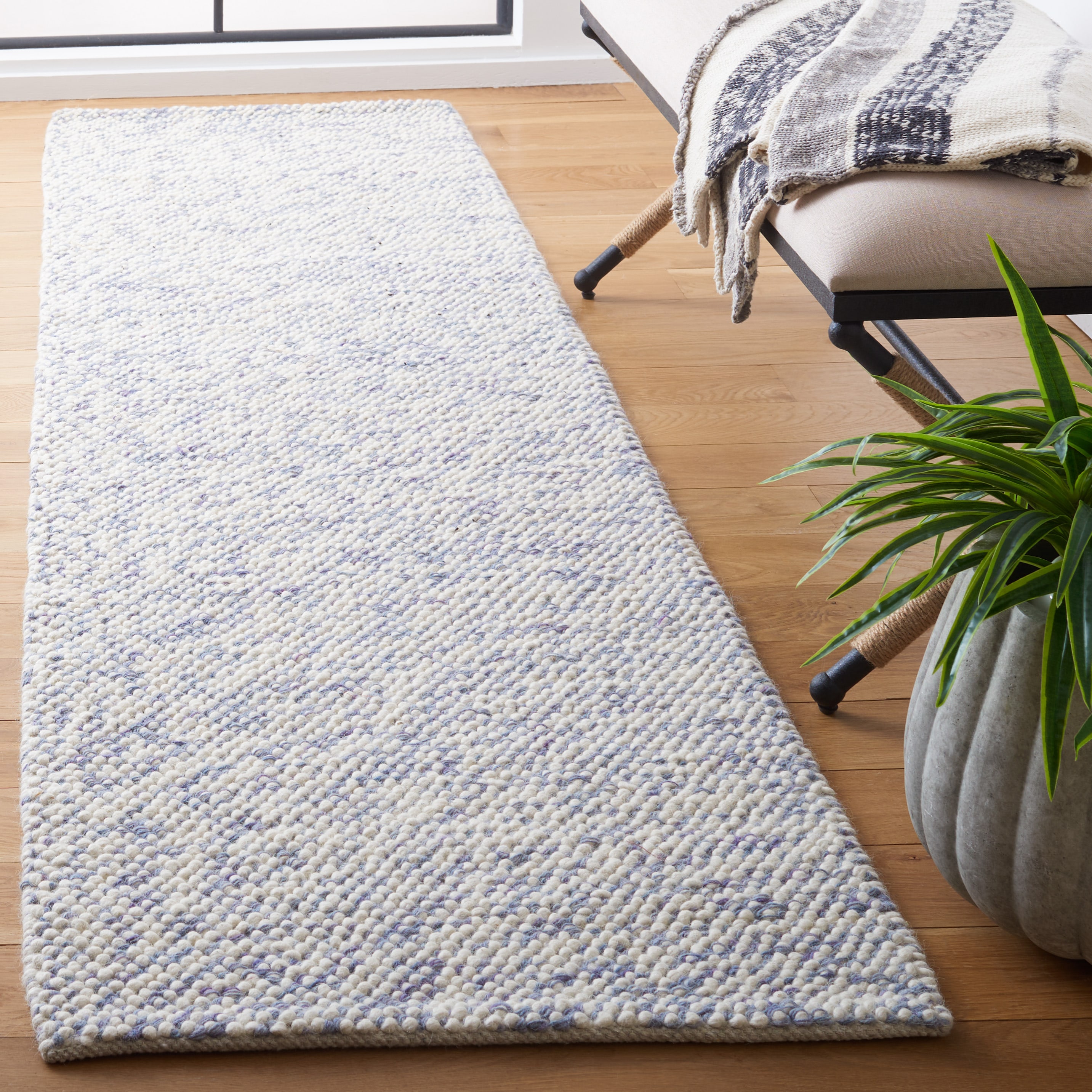 Nat182M Blue Ivory 2 x 9 Rectangular Runner rug