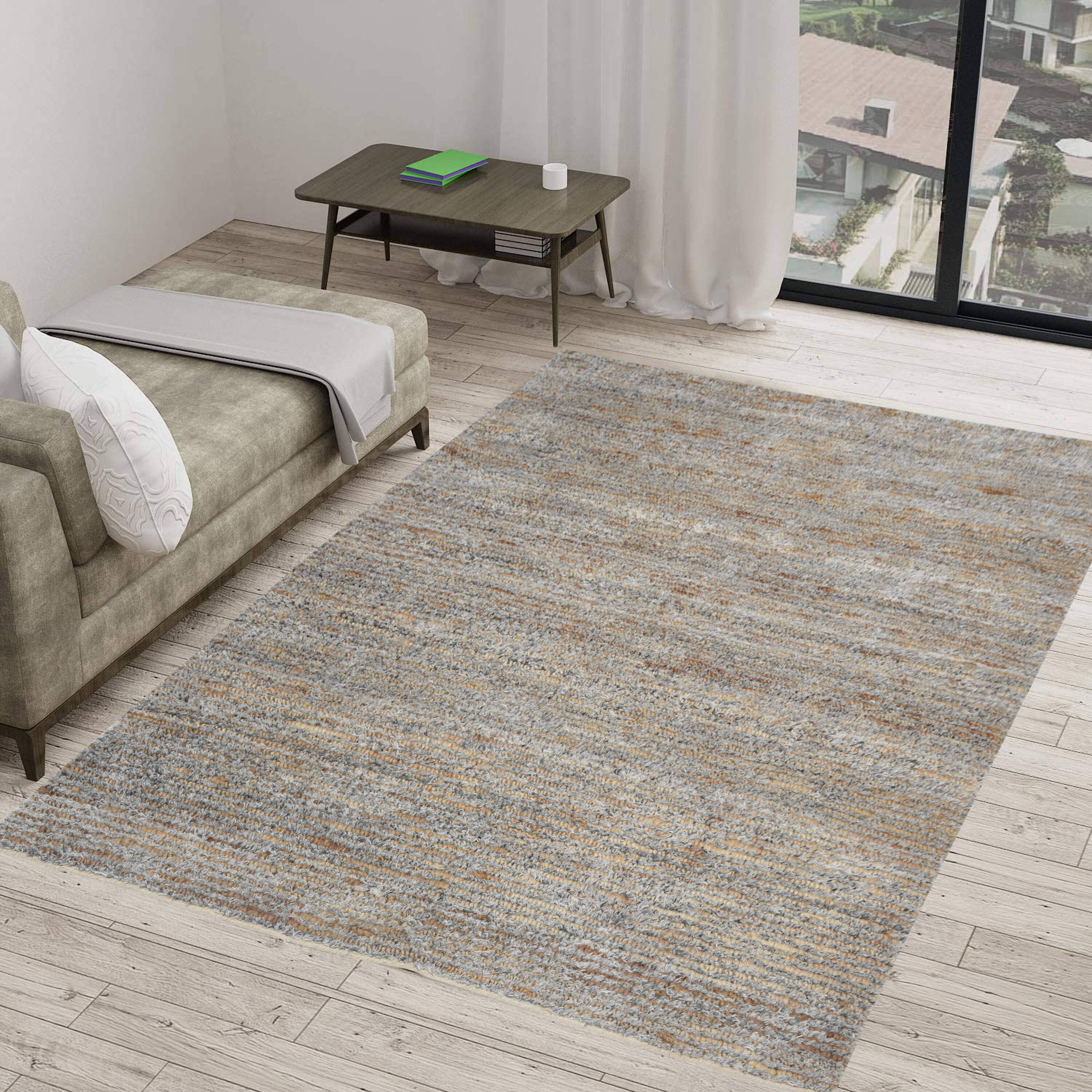 Everyday Woven EVE74516X9 6 x 9 (ft) Polyester Sky Rectangular Indoor Ombre Farmhouse/Cottage Area rug