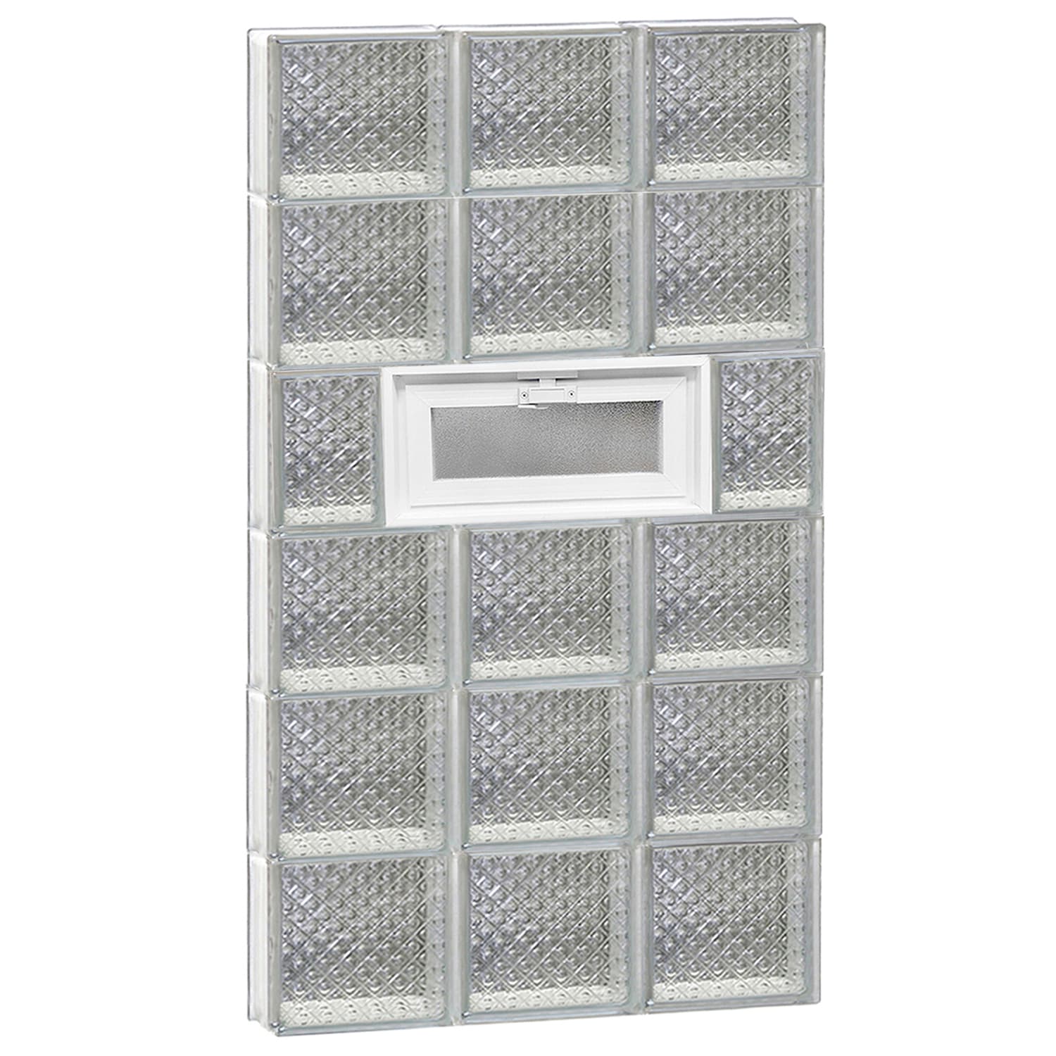 REDI2SET V2248DP Diamond Glass 21-1/4-in x 46-1/2-in Frameless Replacement Vented Glass Block Window