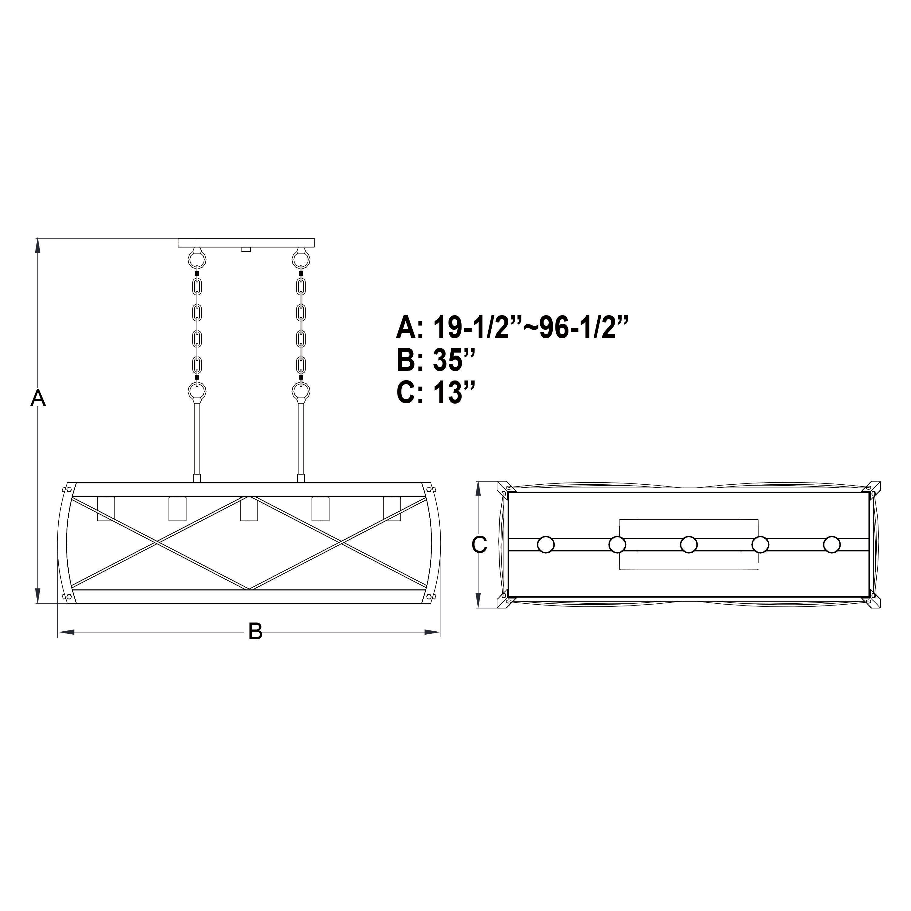 Montclare 35" Textured Black Cage Linear Chandelier with White Ash Accents