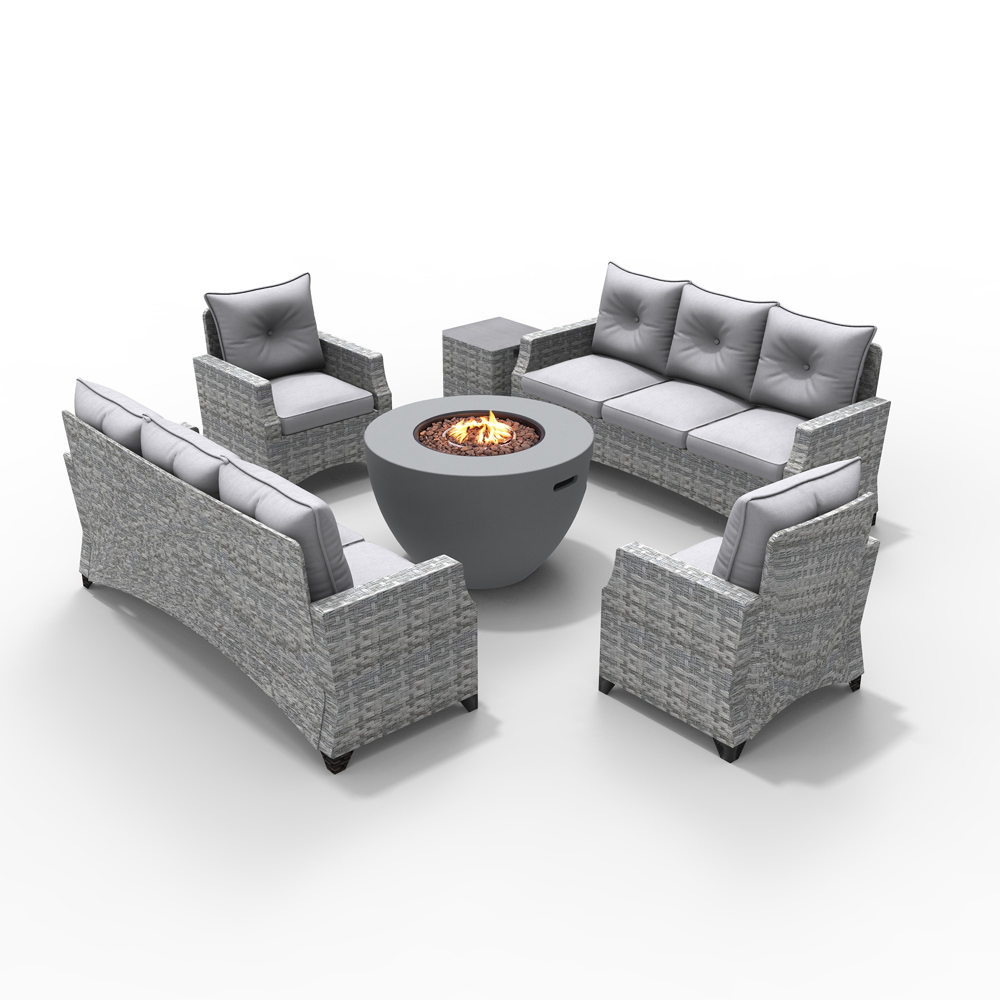 Moda Furnishings Moon 6-Piece Wicker 2 Patio Sofa Conversation Set With ...