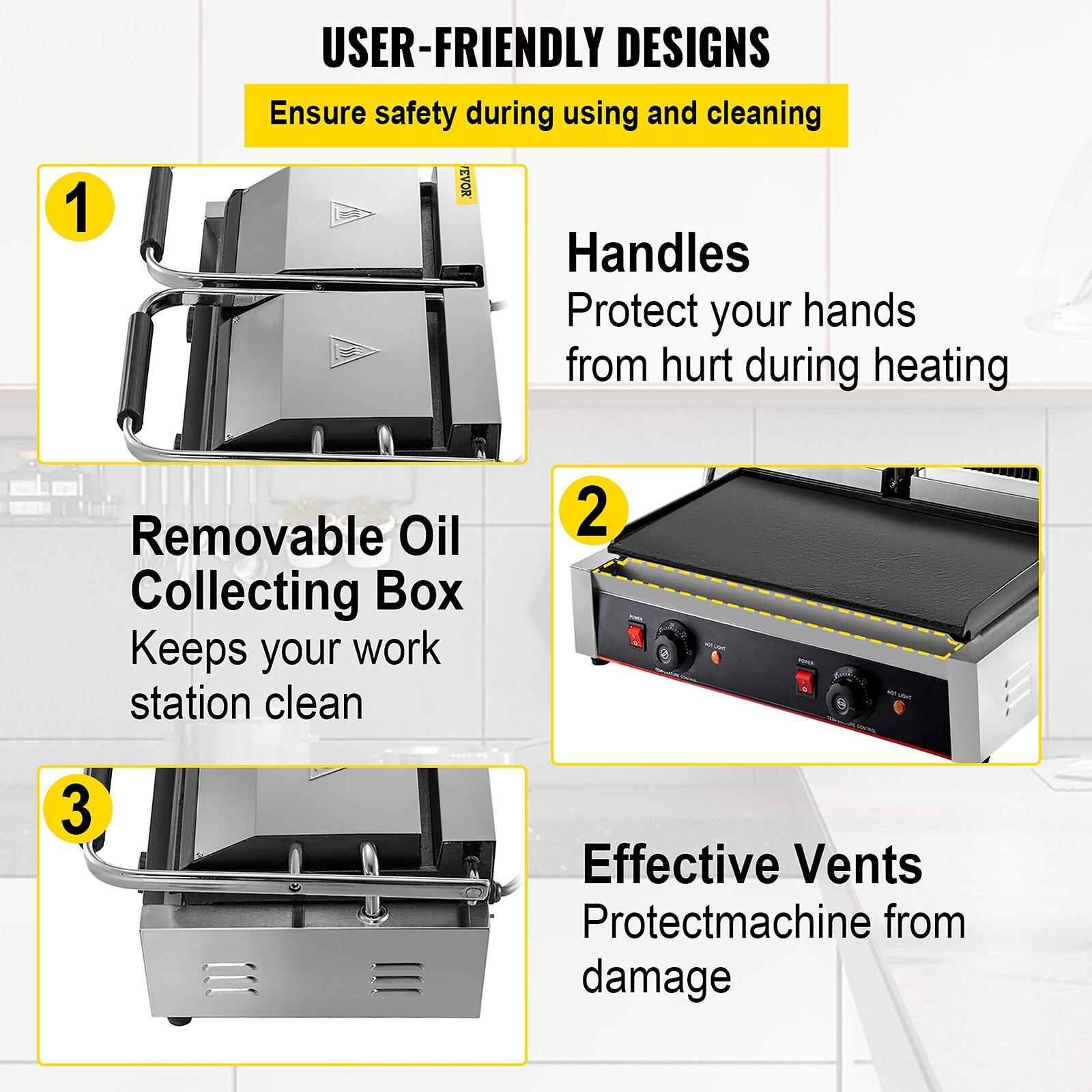 VEVOR 9-in L x 9-in W 1800-Watt Cast Iron Foldable Electric Griddle in the Electric  Griddles department at