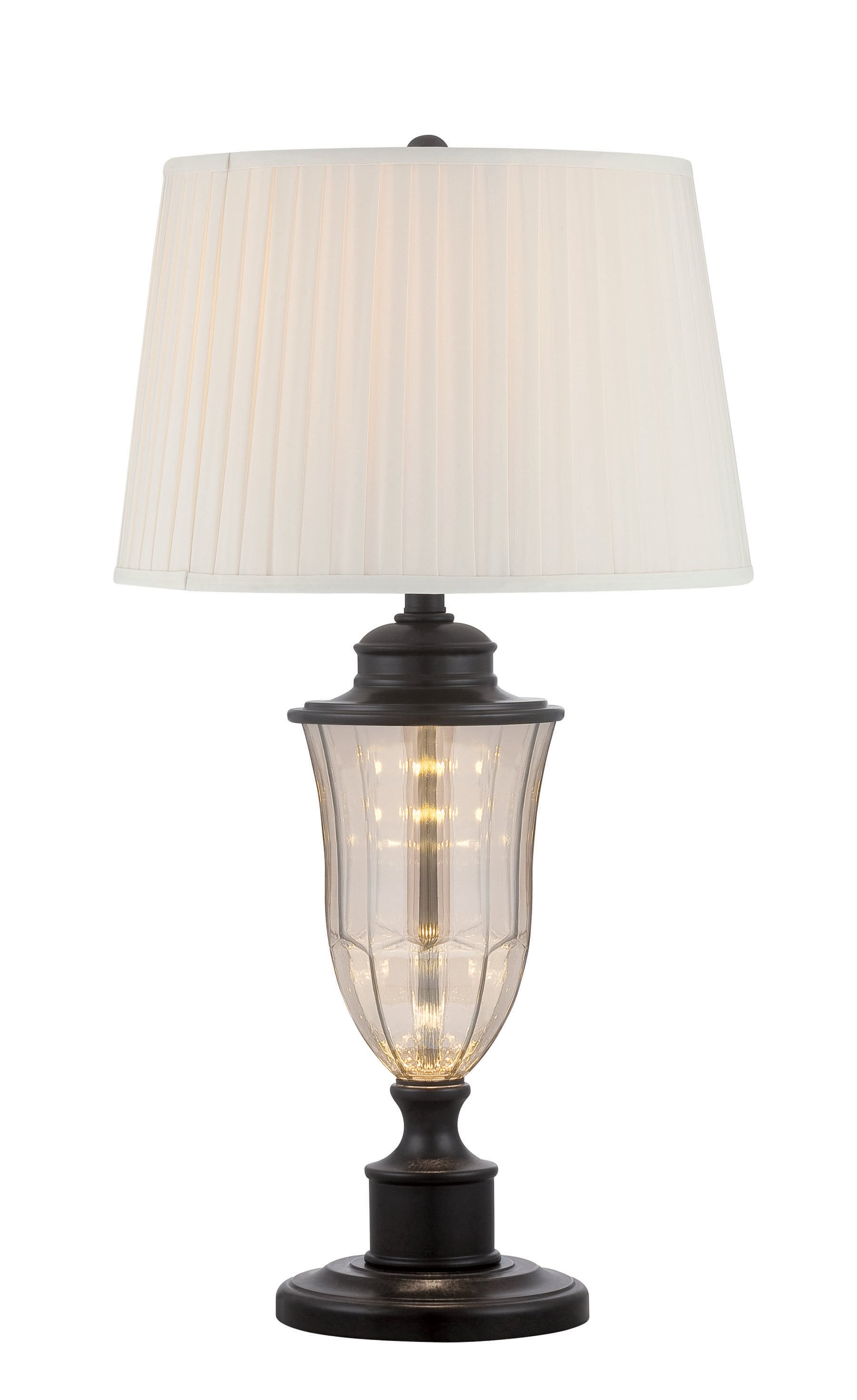 Lite Source LS-22658 Forbes 29.5-in Dark Bronze, Smoked 3-way Table Lamp with Fabric Shade