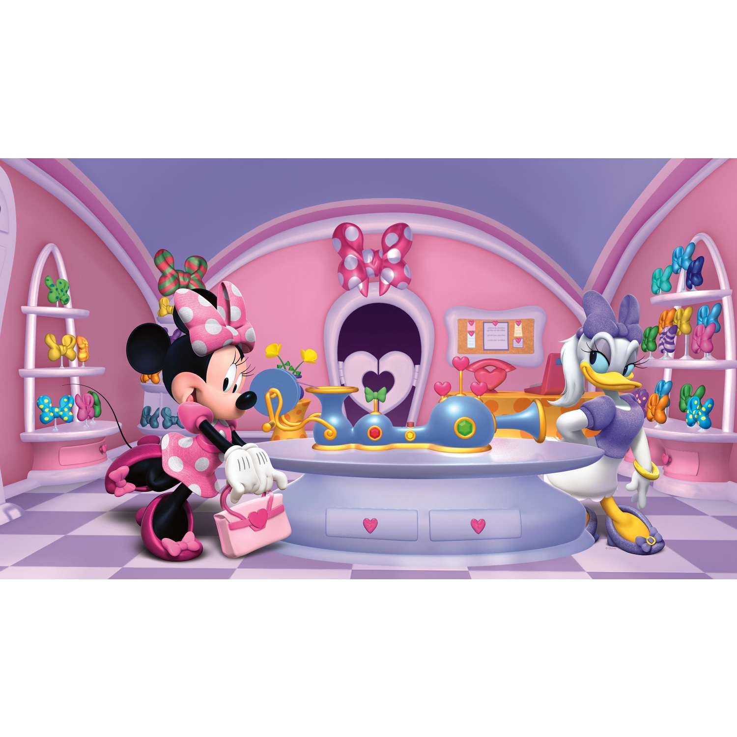 Minnie and Daisy Pink Fashionista Wall Mural