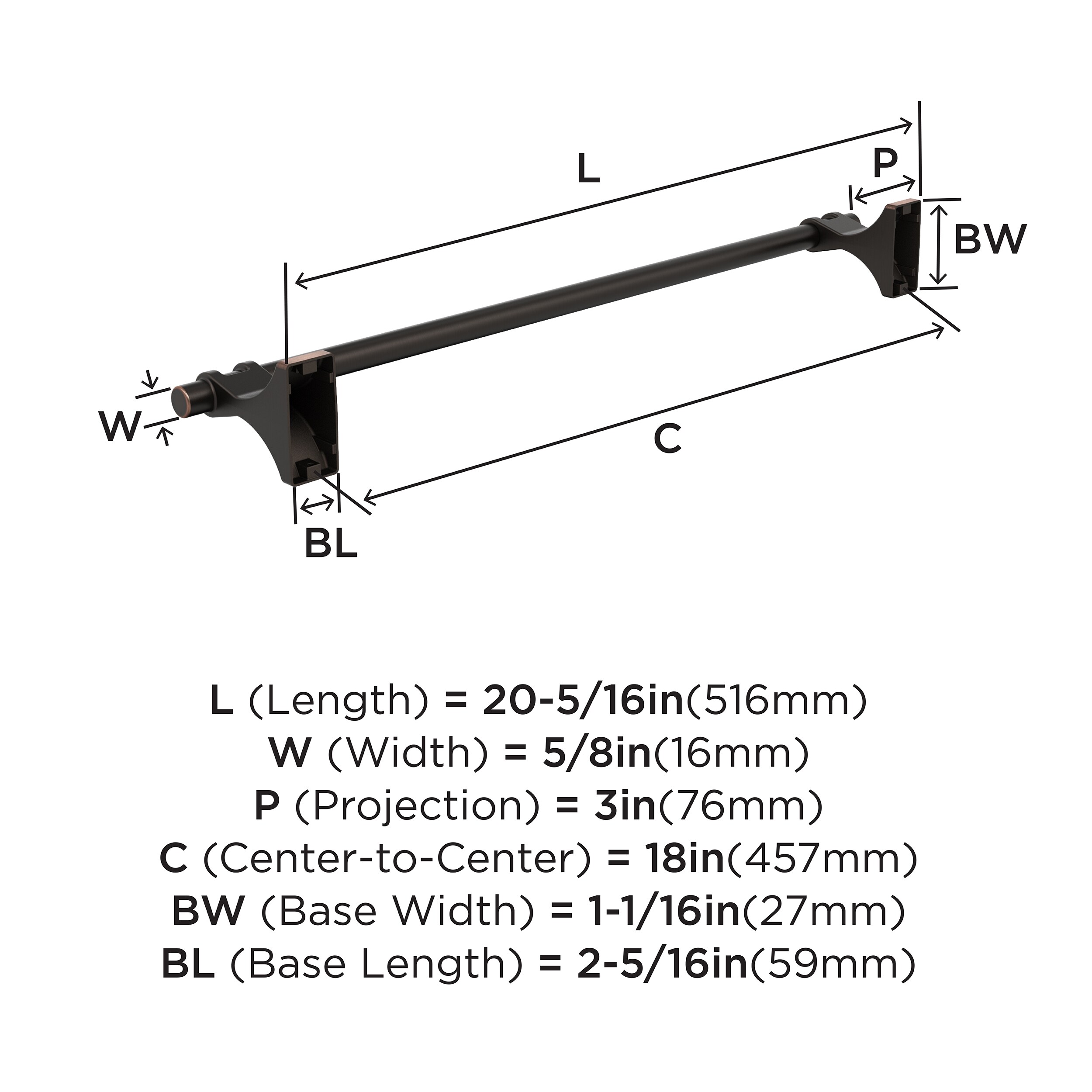 Oil-Rubbed Bronze 18-Inch Wall Mounted Towel Bar