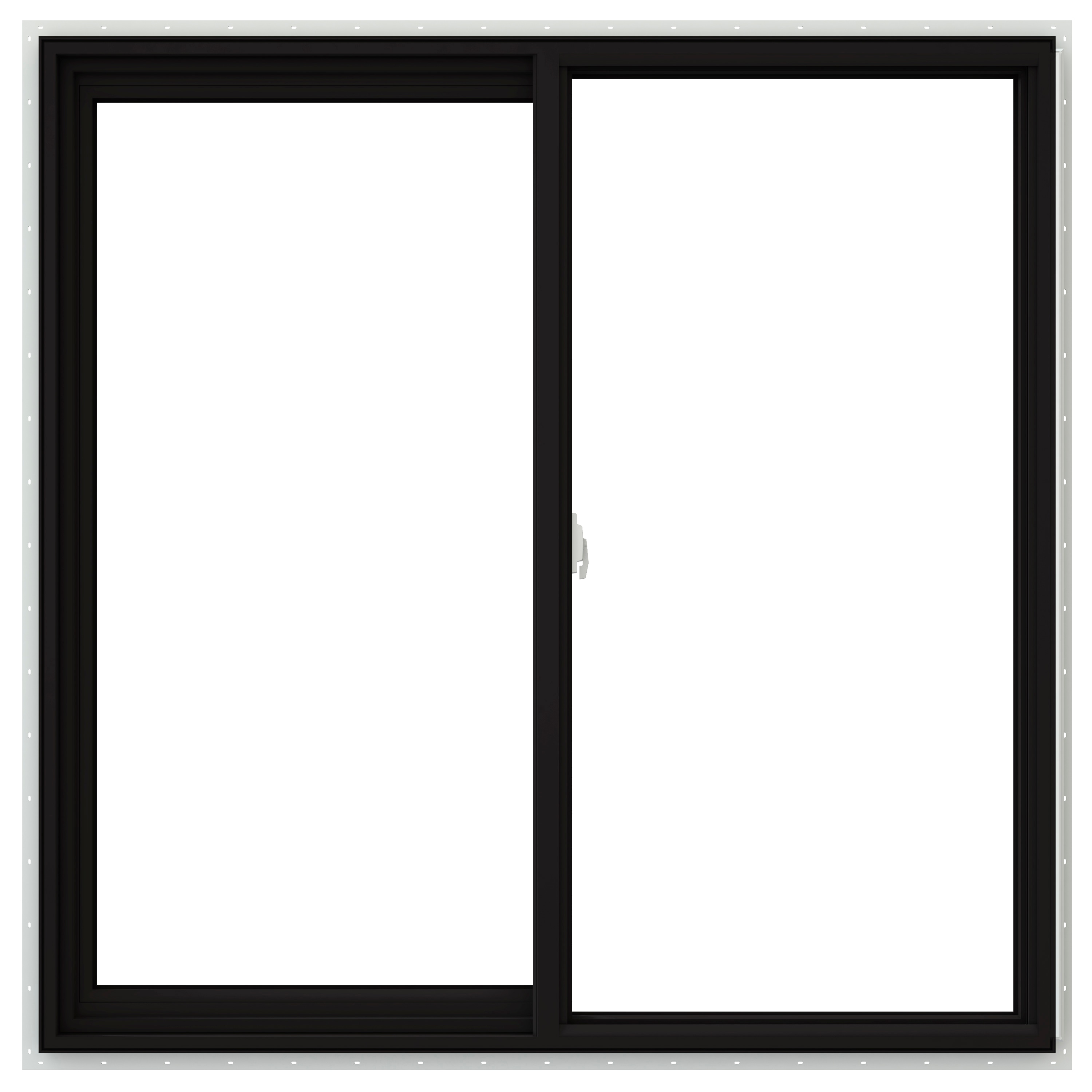 JELD-WEN LOWOLJW232900509 V-2500 47-1/2-in x 47-1/2-in Black Exterior White Interior Left-Handed Vinyl Sliding Window Annealed Glass (Full Screen Included)