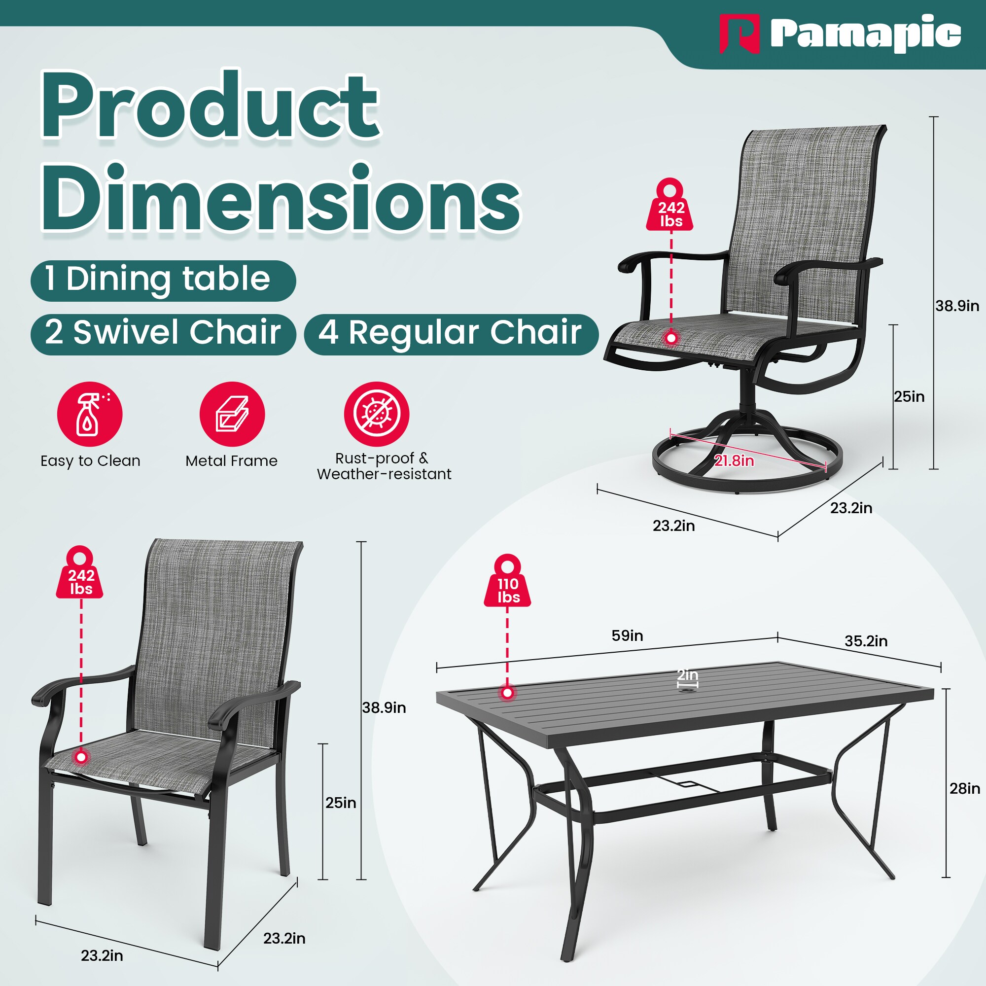 PamaPic TS-CZ-7JT-G-WL1 Patio-Dining-Sets - View #7