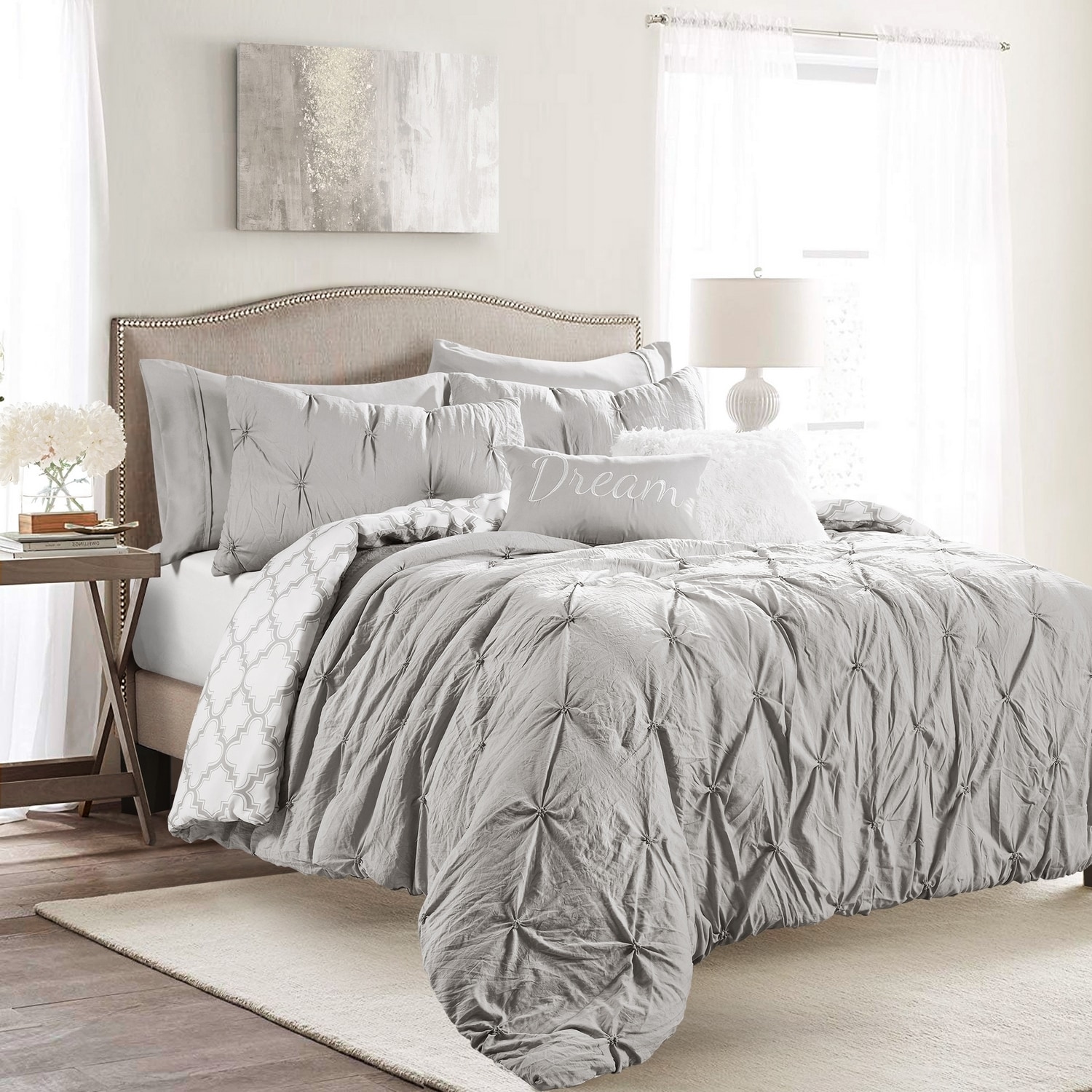 Lush Decor 16T004447 Light Gray Solid Full/Queen Comforter