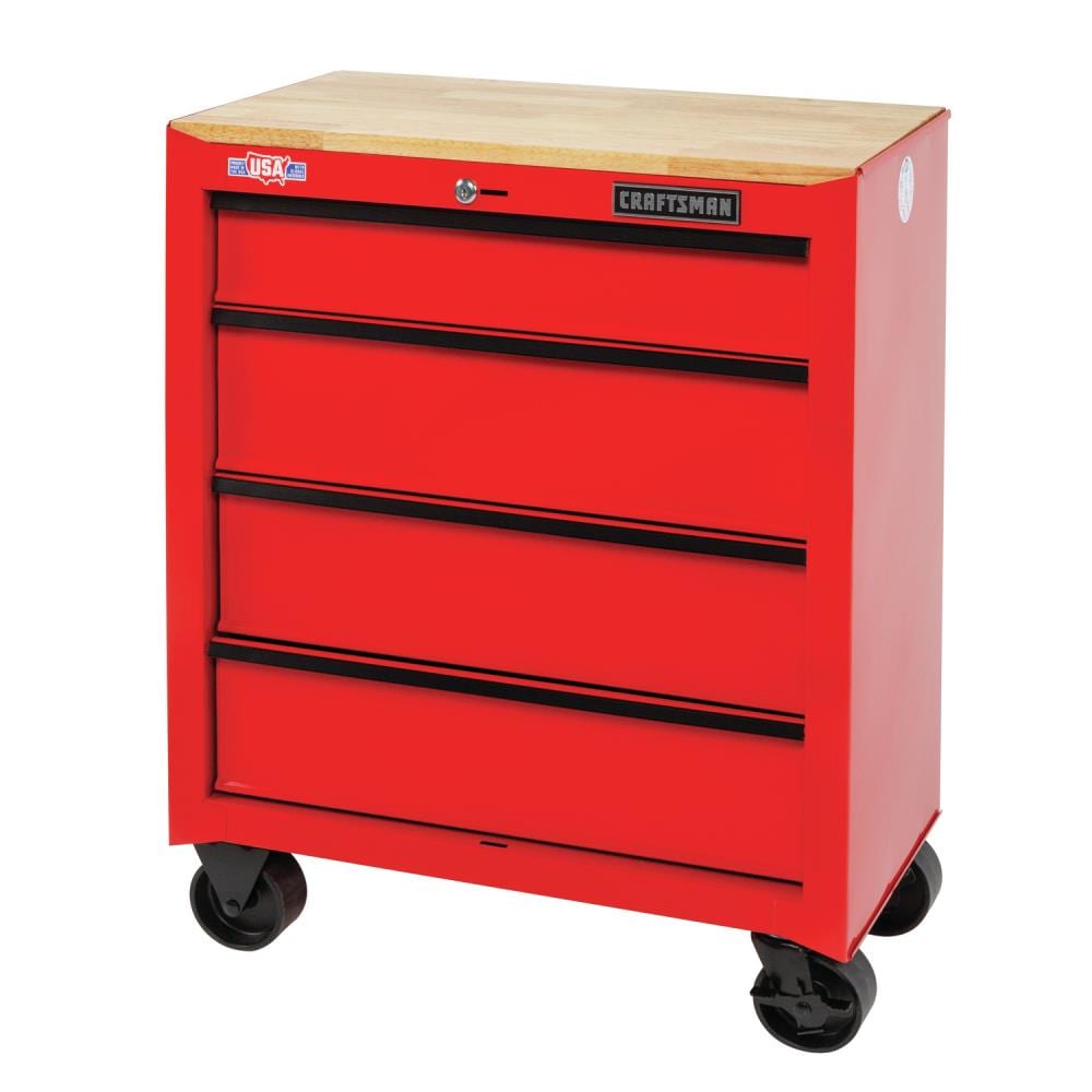 CRAFTSMAN 1000 Series 26.5-in W x 32.5-in H 4-Drawer Steel Rolling Tool  Cabinet (Red) in the Bottom Tool Cabinets department at