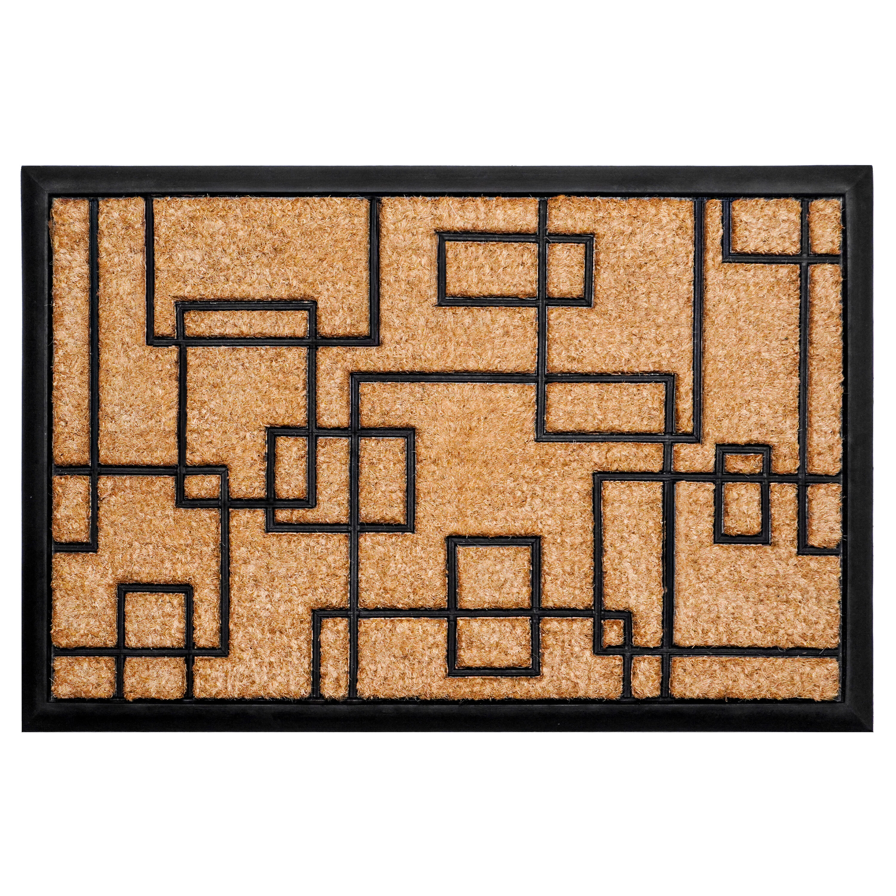 Callowaymills 153652436 24-in x 36-in Social Square Coir/Rubber Non-Slip Grip Indoor or outdoor Decorative Door Mat
