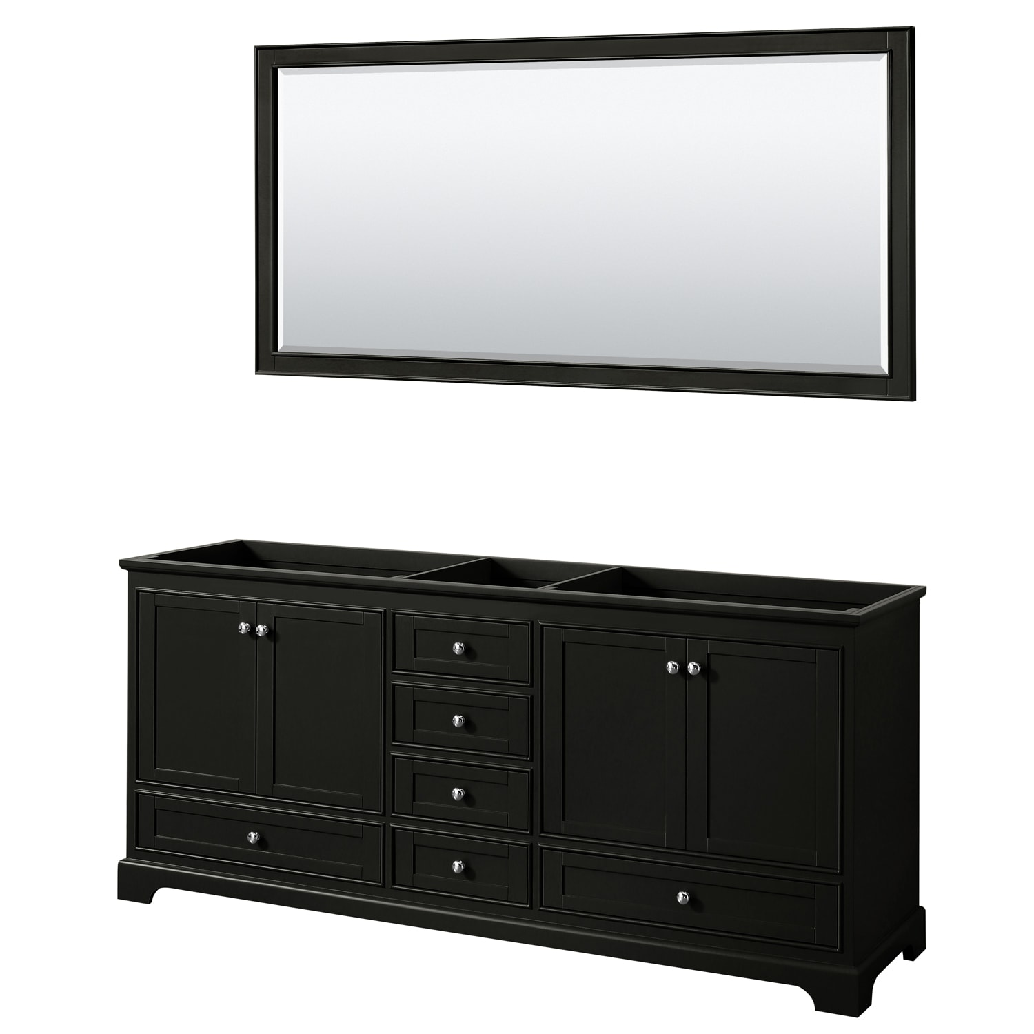 Wyndham Collection WCS202080DDECXSXXM70 Deborah 80-in Dark Espresso Bathroom Vanity Base Cabinet without Top (Mirror Included)