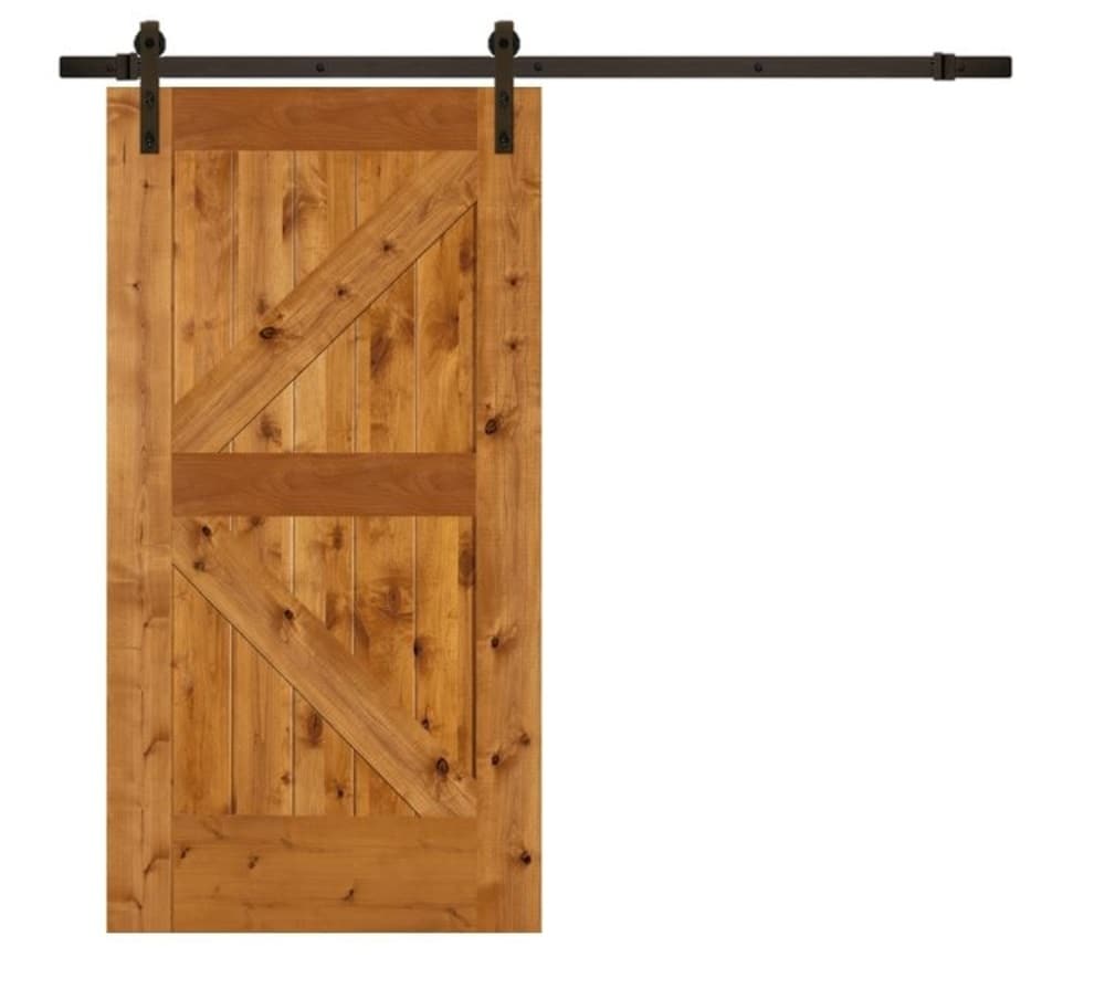 SIMPSON LO880335 42-in x 84-in Raw Unfinished K-frame Knotty alder Wood Solid core Single Barn Door (Hardware Included)