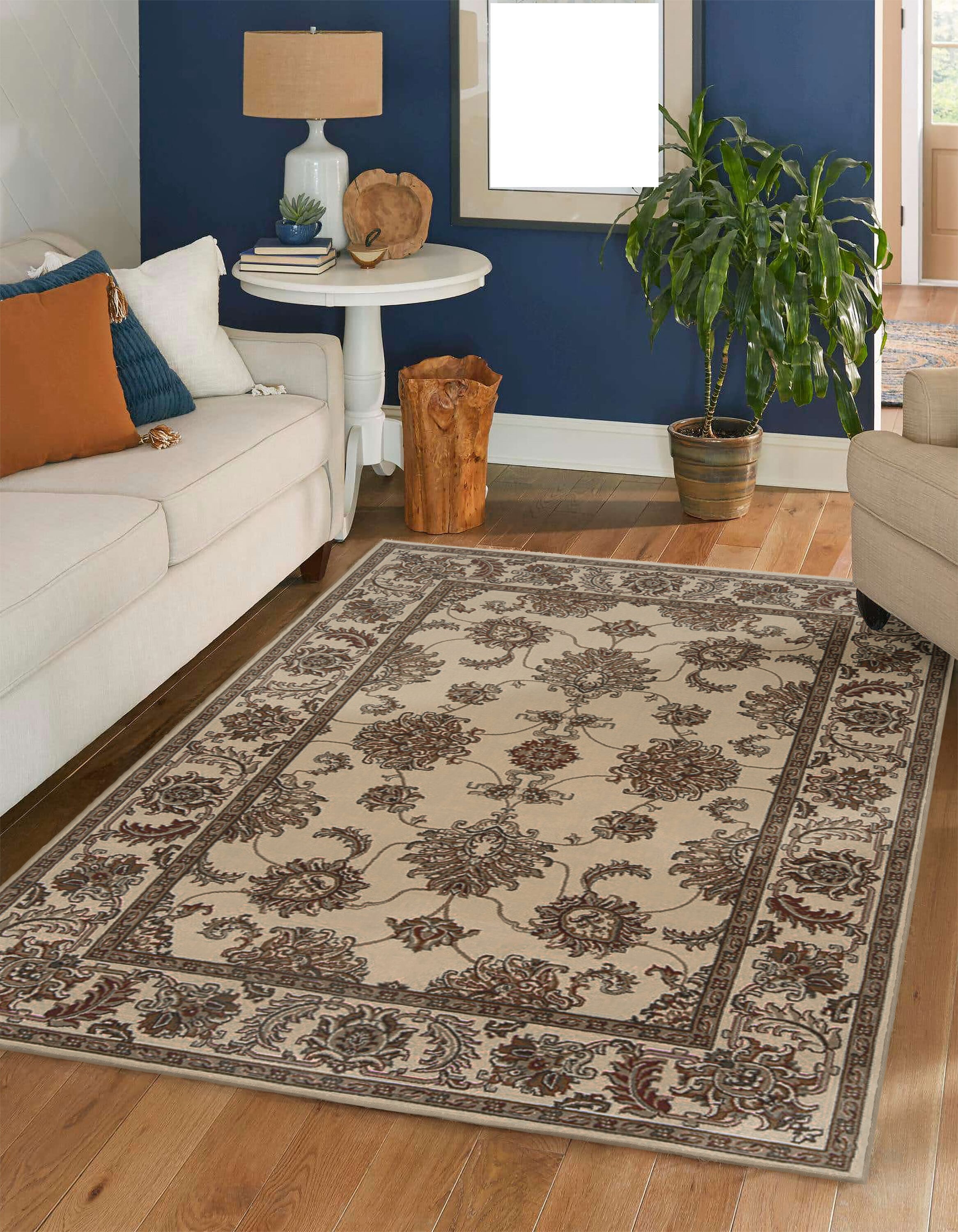 Radici USA 1330/1213/IVORY Noble 8 x 11 (ft) Polypropylene Ivory Rectangular Indoor Floral/Botanical Oriental Area rug