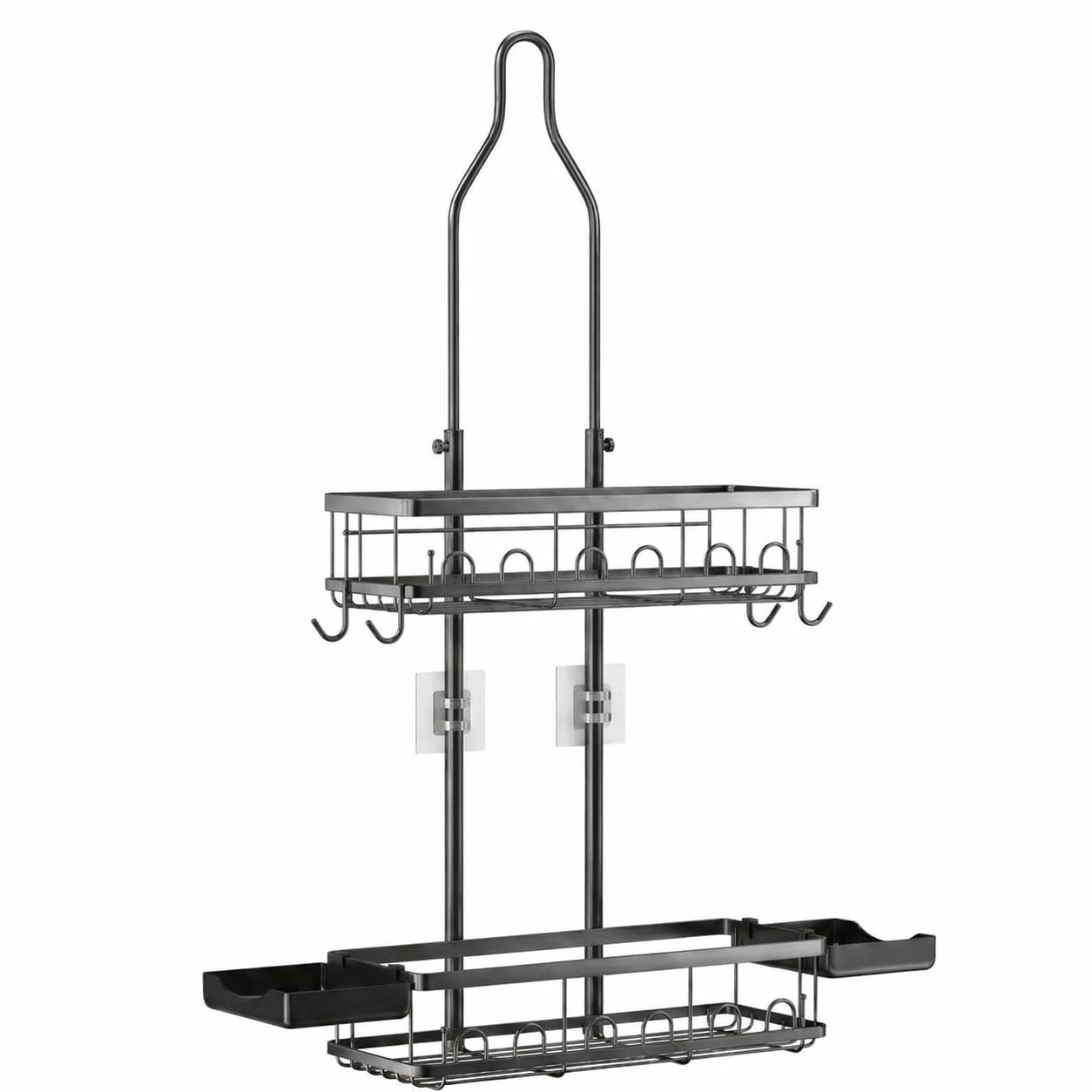 Aoibox -  Adjustable Height Over Showerhead Caddy with Rustproof Black Stainless Steel Shelves an...