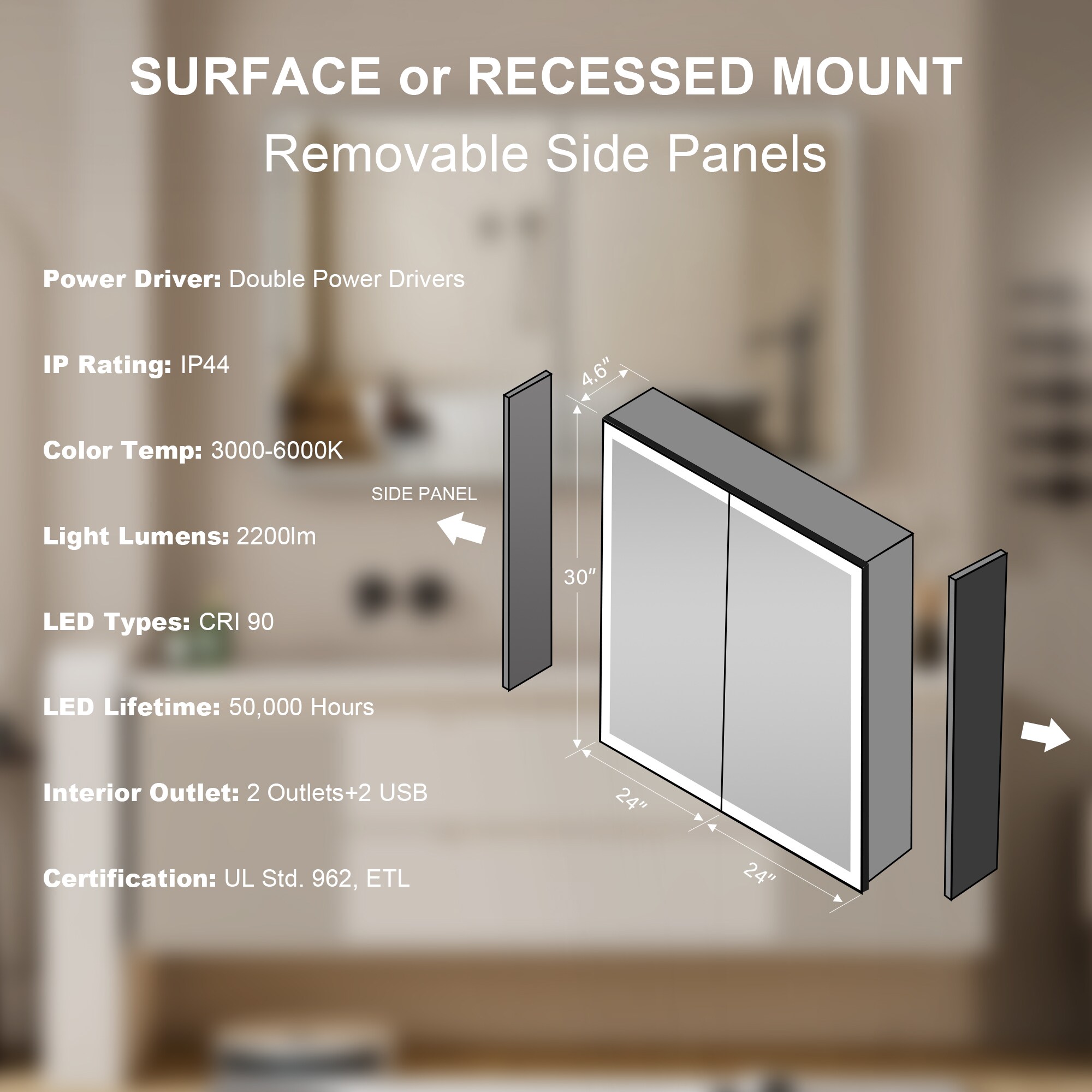 Forclover MF03ZC-BK4830 Bathroom-Medicine-Cabinets - View #10