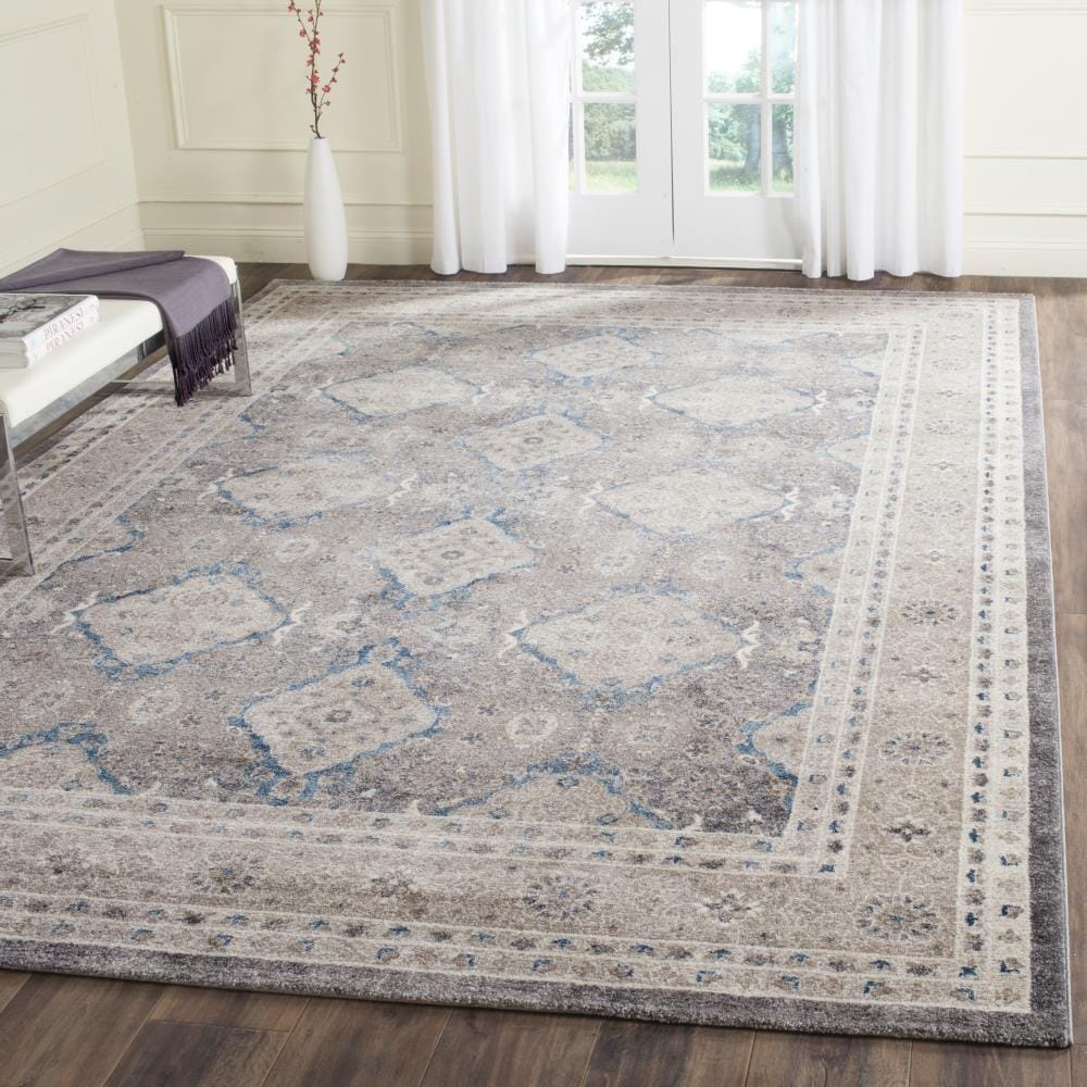 Sofia Light Grey and Beige Square Synthetic Area Rug