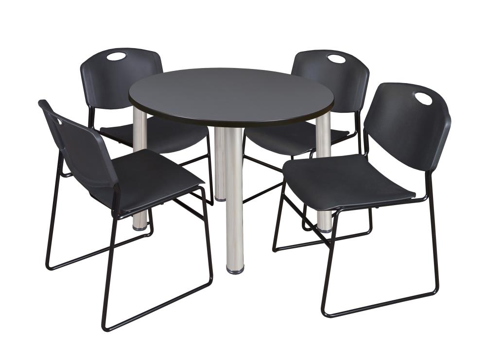 Regency TB36RNDGYBPCM44BK Breakroom Gray 4-Person Training Table (36-in W x 29-in H)
