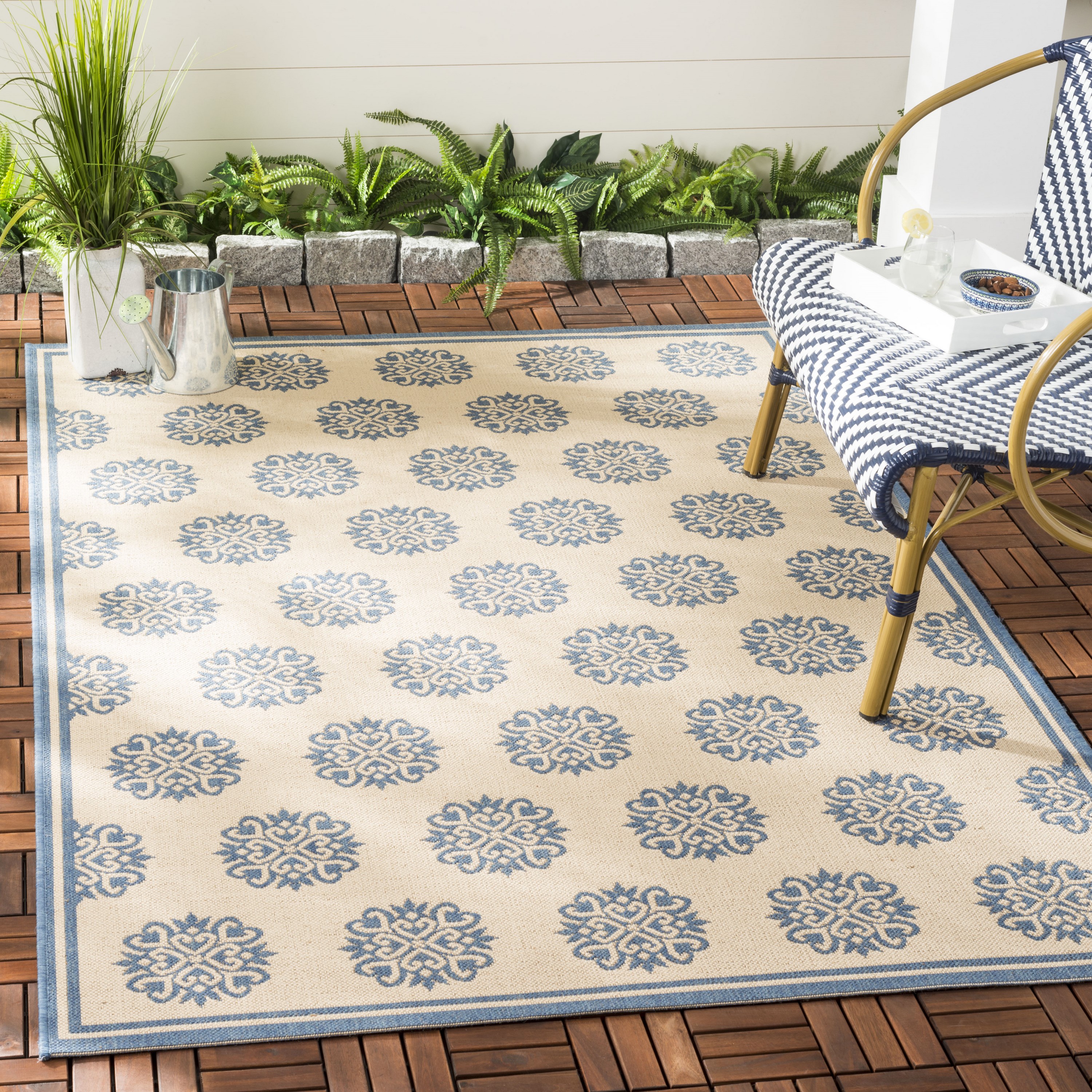 Home Dynamix Beach 2 X 3 Cream-blue Indoor Throw Rug in the Rugs