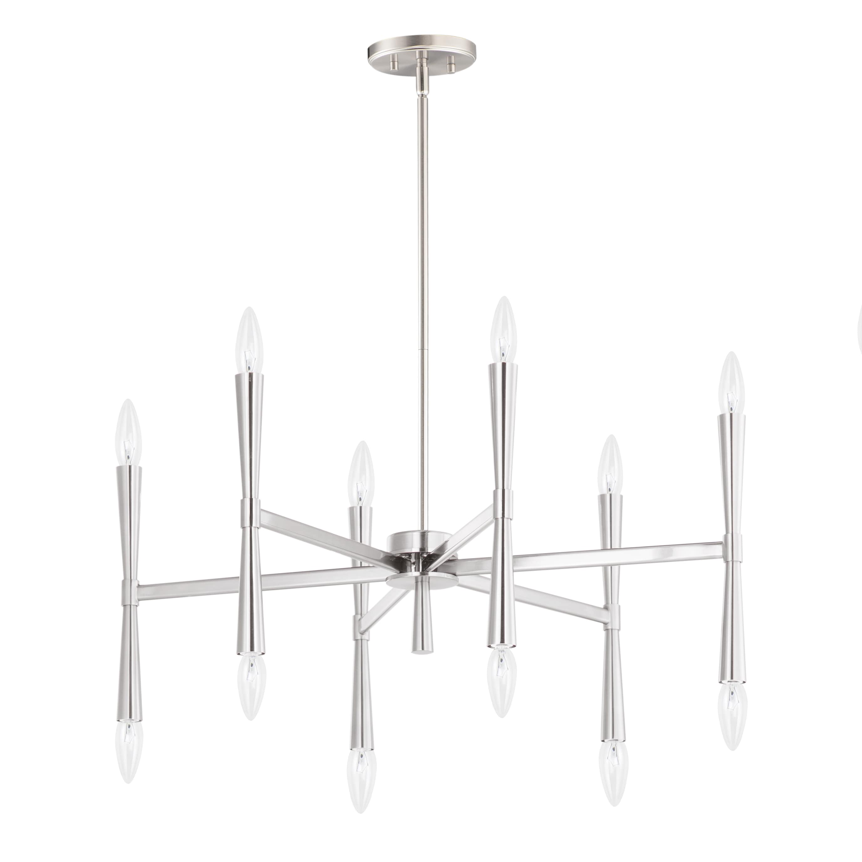 Maxim Lighting 24626SN Rome 12 -Light Satin Nickel Transitional For Use in Bedrooms, Dining Rooms, Foyers, Kitchens, Living Rooms Chandelier