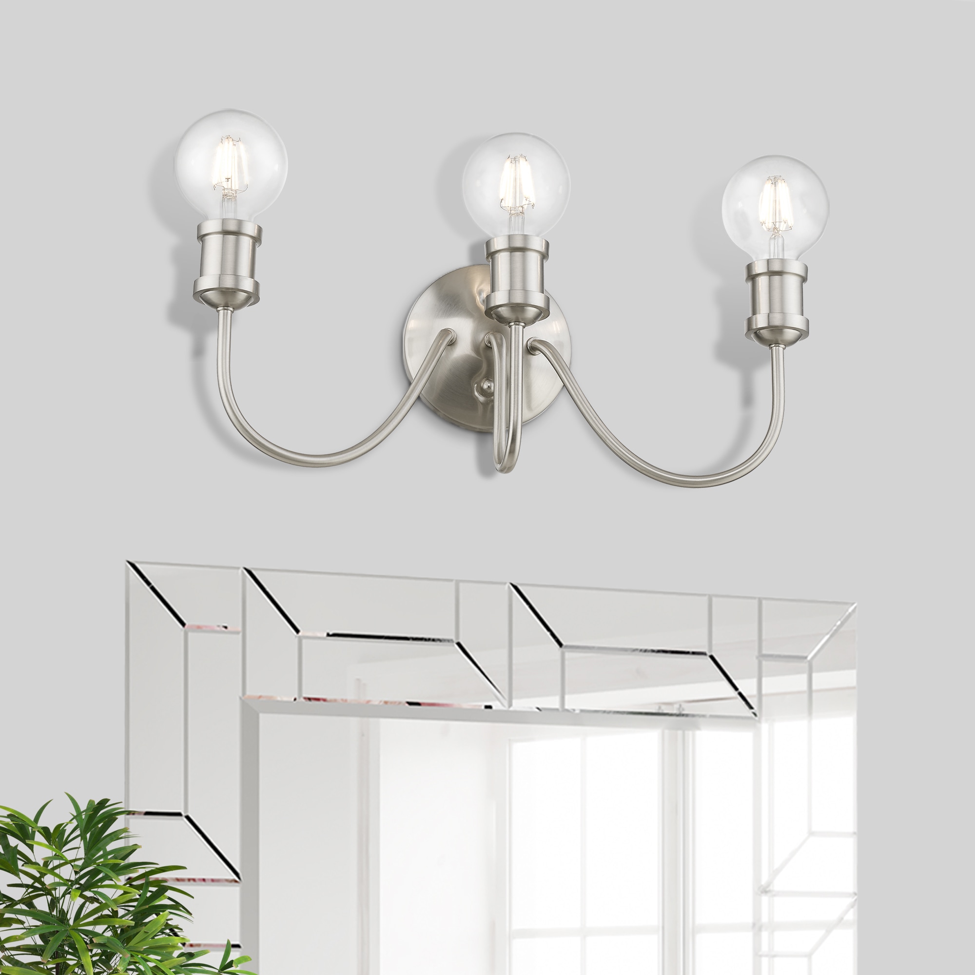 Brushed Nickel 3-Light Dimmable Vanity Fixture