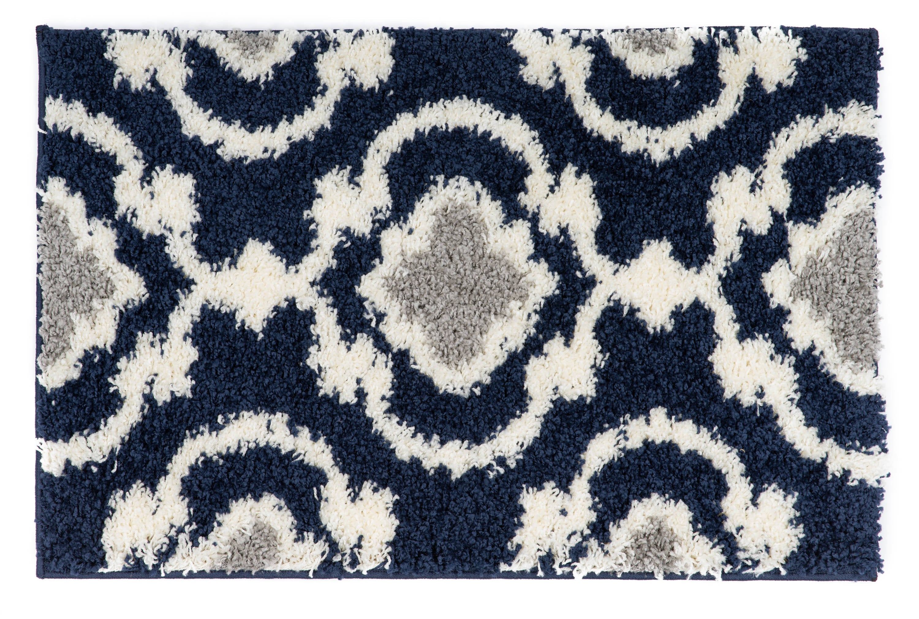 World Rug Gallery 2525NAVY2X3 Harbor Shag 2 x 3 (ft) Loomed Polypropylene Navy Rectangular Indoor Trellis Moroccan Area rug