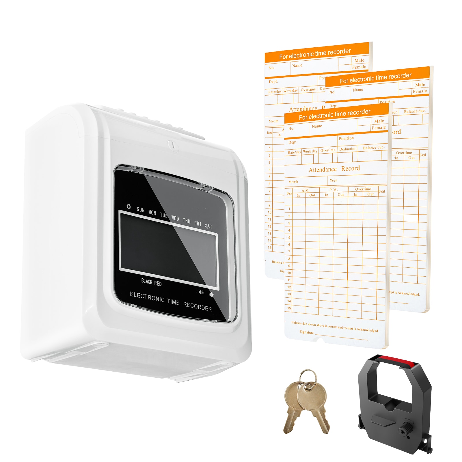 SVOPES SVOPESZKSDKZT04856V1 Punch Time Clock - Ideal for Small Business Employees. Tracks time accurately with 6 punches daily. Comes with 102 Time Cards. 1 Ink Ribbon and 2 Security Keys.