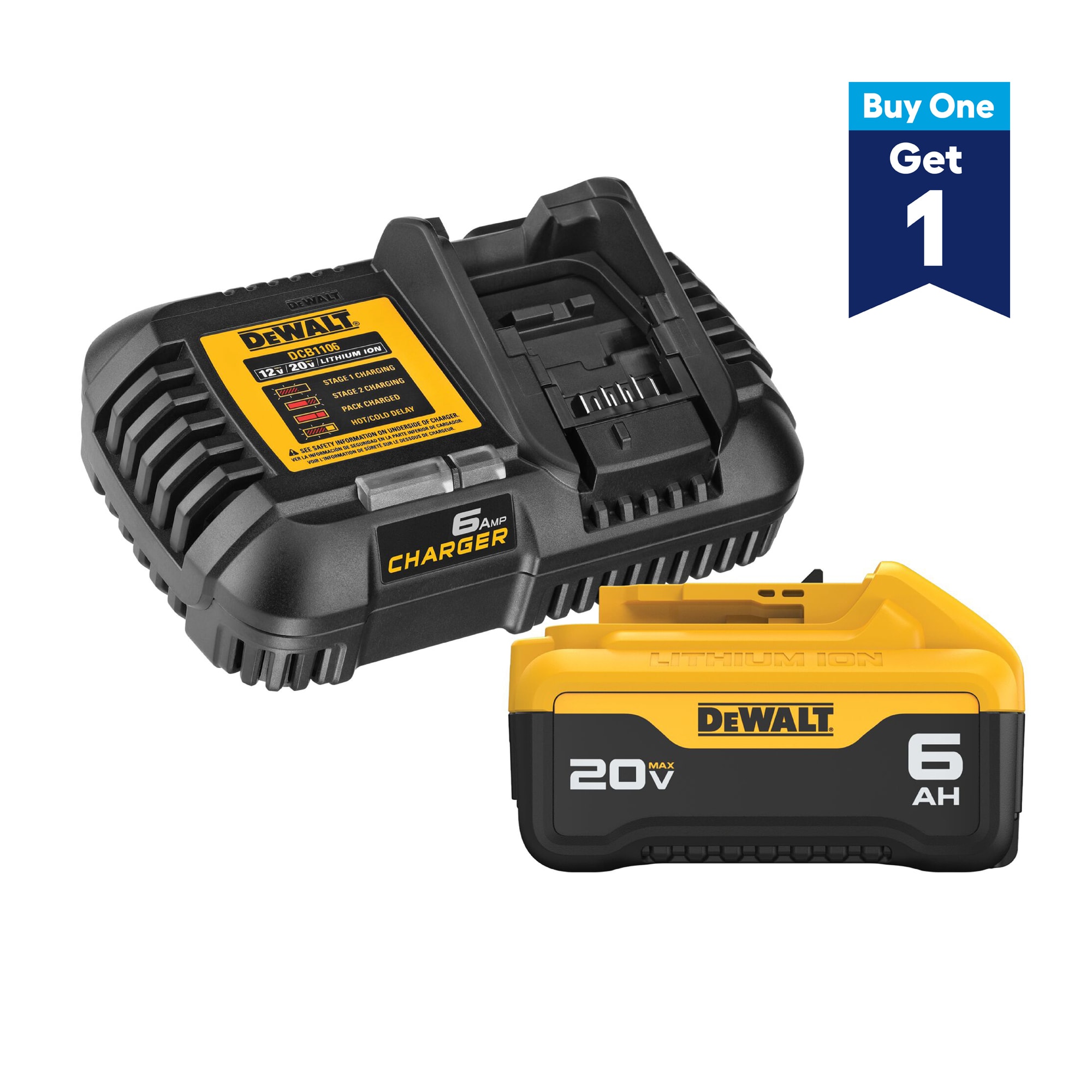 DEWALT 20 -Volt 1 -Pack Battery and Charger ( 6 Ah Lithium-ion )