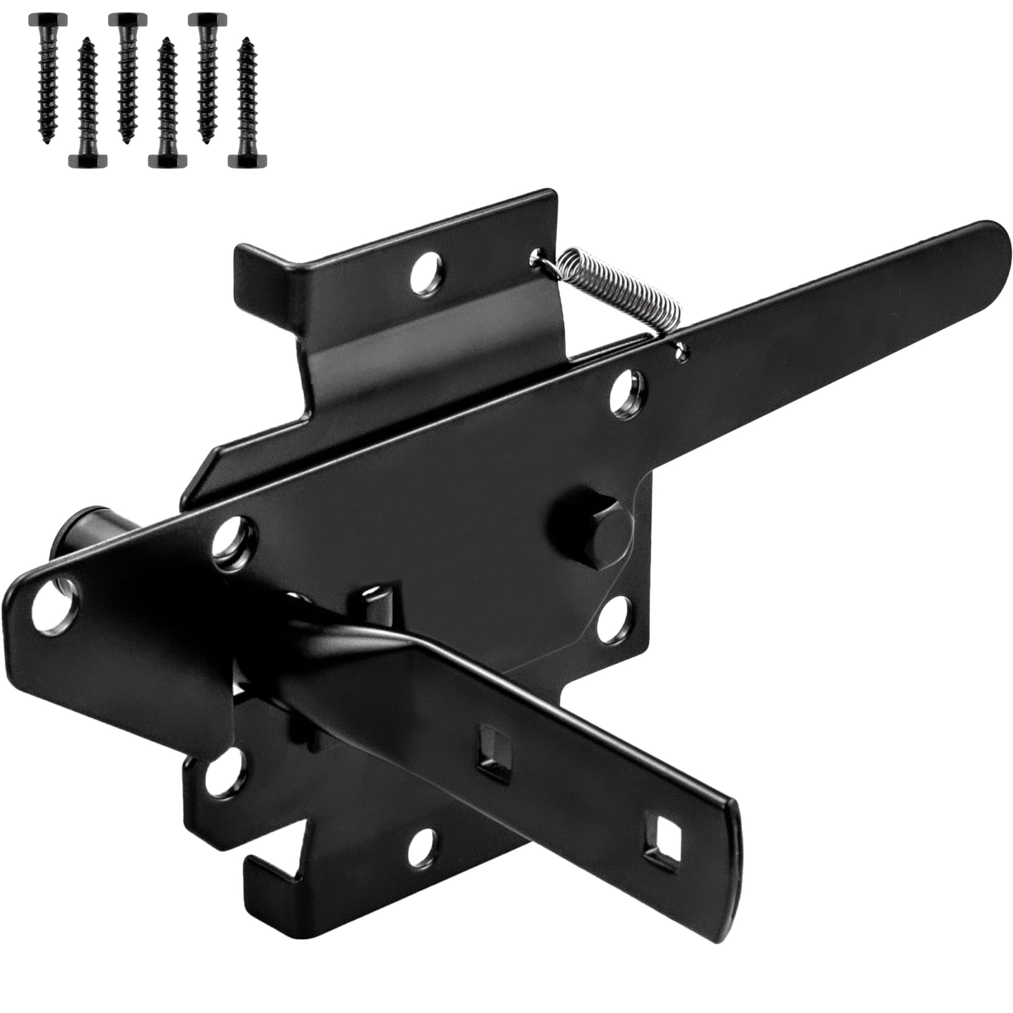 Etokfoks -  Steel Automatic Self Locking Gate Latch Heavy Duty Black Powder Coated Weather Resist...
